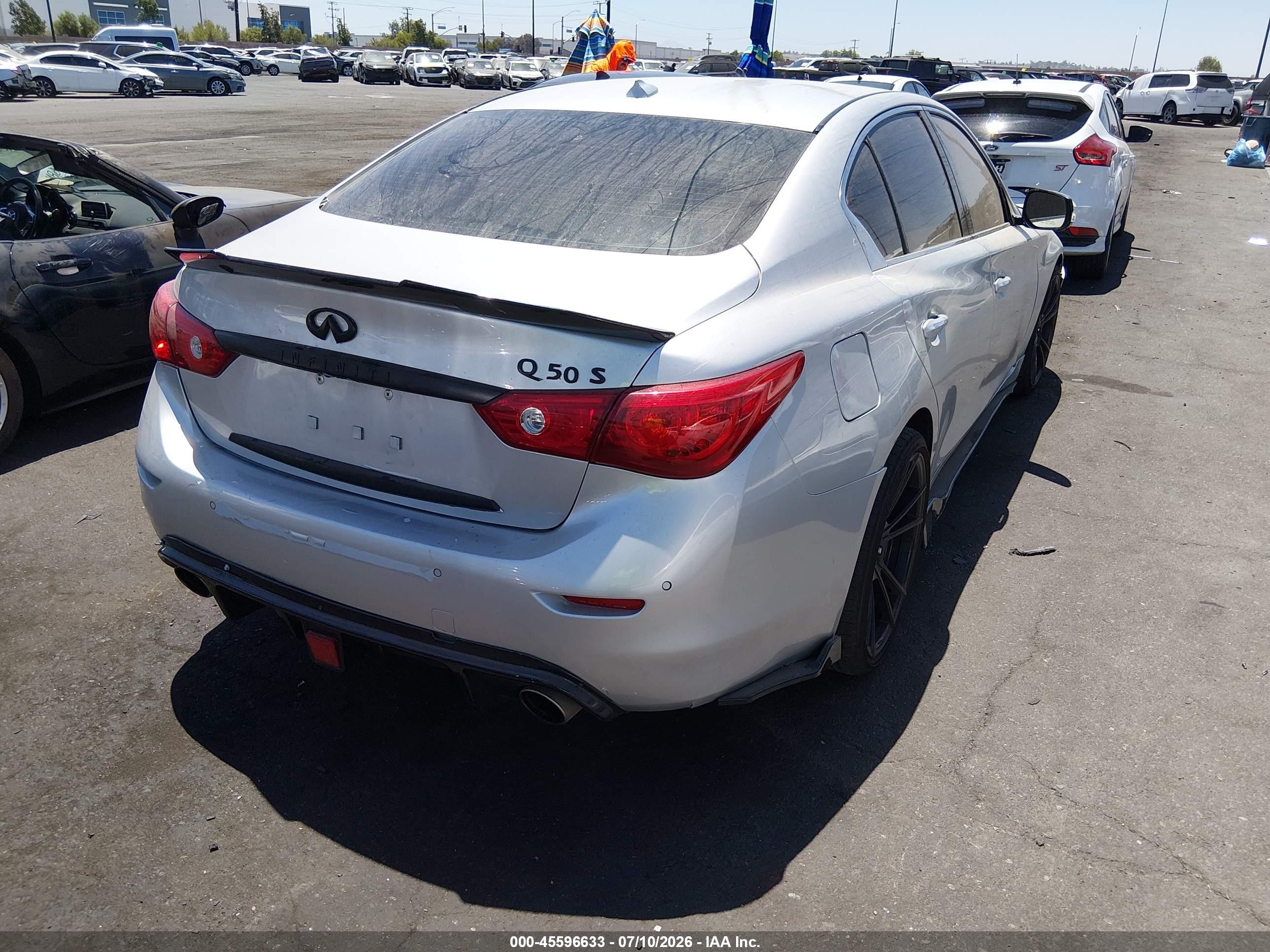 2014 Infiniti Q50 Sport Silver vin: JN1BV7AP8EM687522