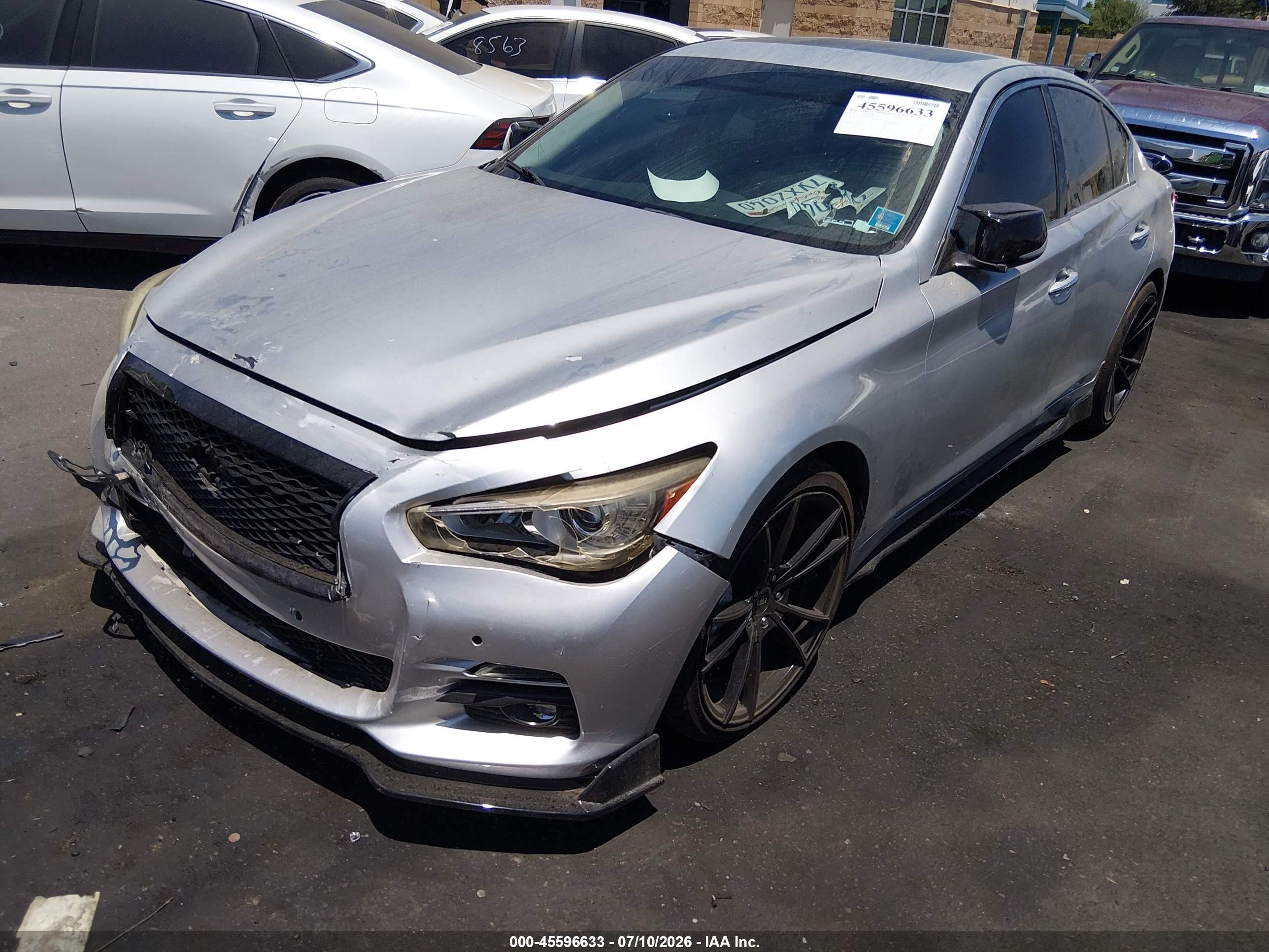 2014 Infiniti Q50 Sport Silver vin: JN1BV7AP8EM687522
