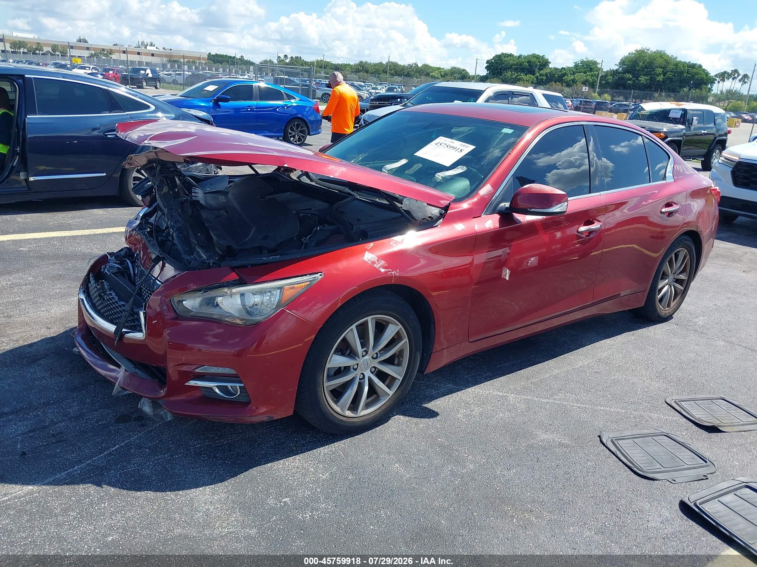 2015 Infiniti Q50 Premium/sport Красный vin: JN1BV7AP8FM337552