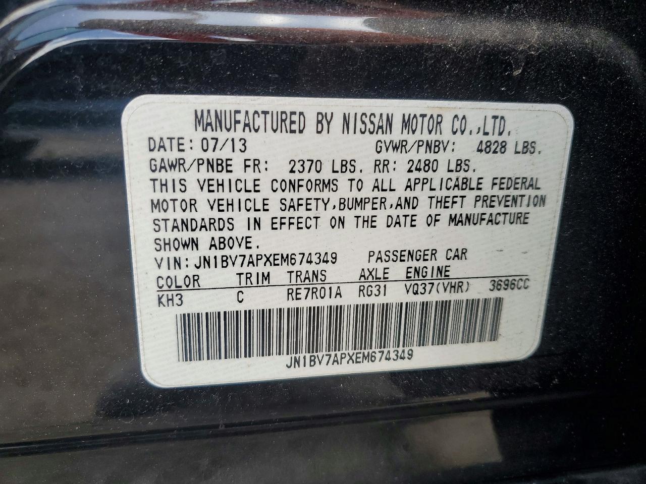 2014 Infiniti Q50 Base Black vin: JN1BV7APXEM674349