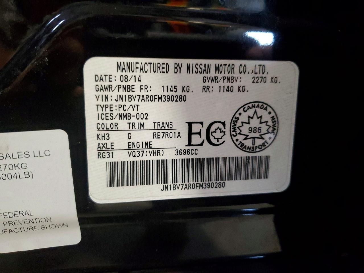 2015 Infiniti Q50 Base Black vin: JN1BV7AR0FM390280