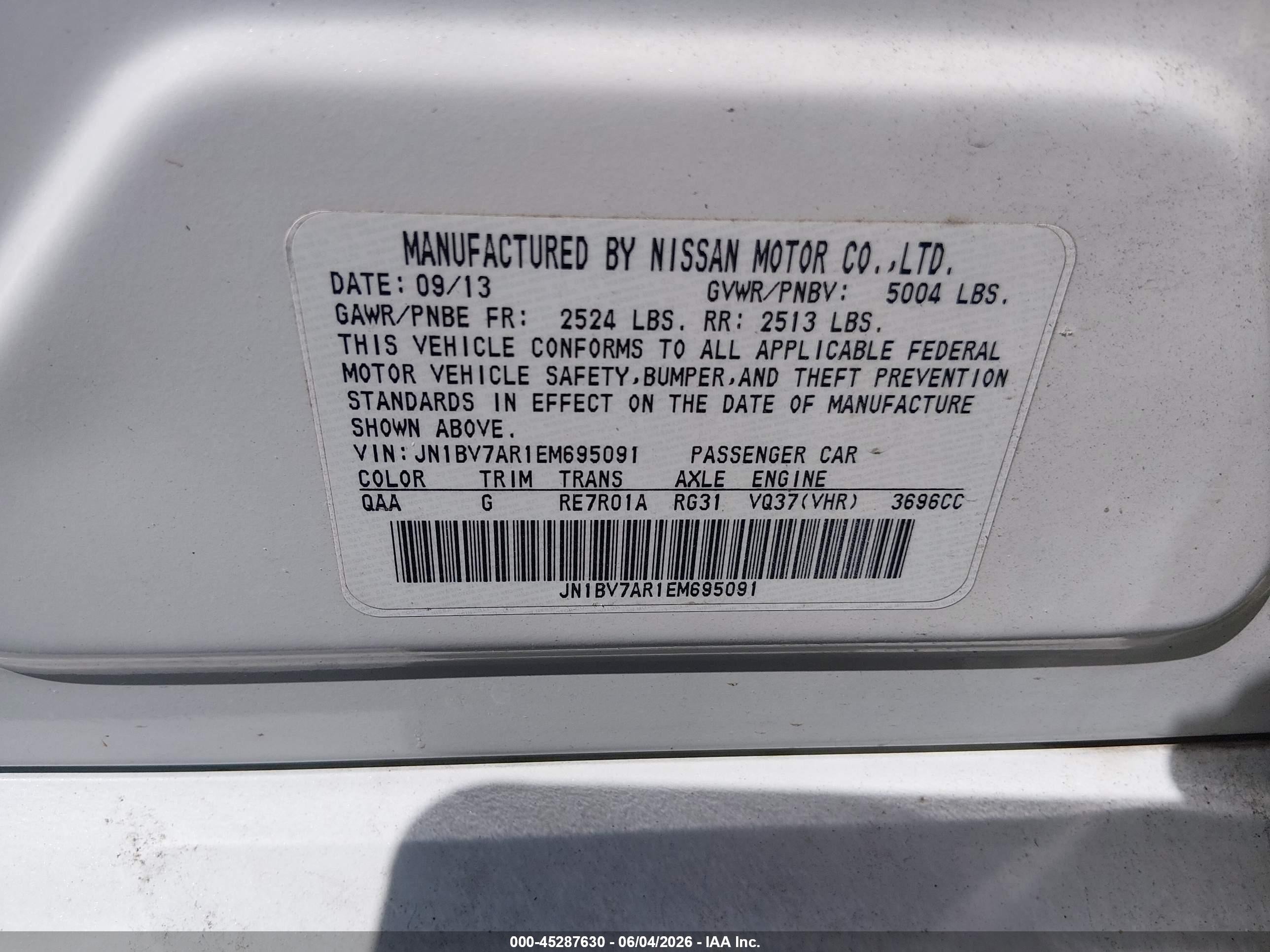 2014 Infiniti Q50 Premium Cream vin: JN1BV7AR1EM695091