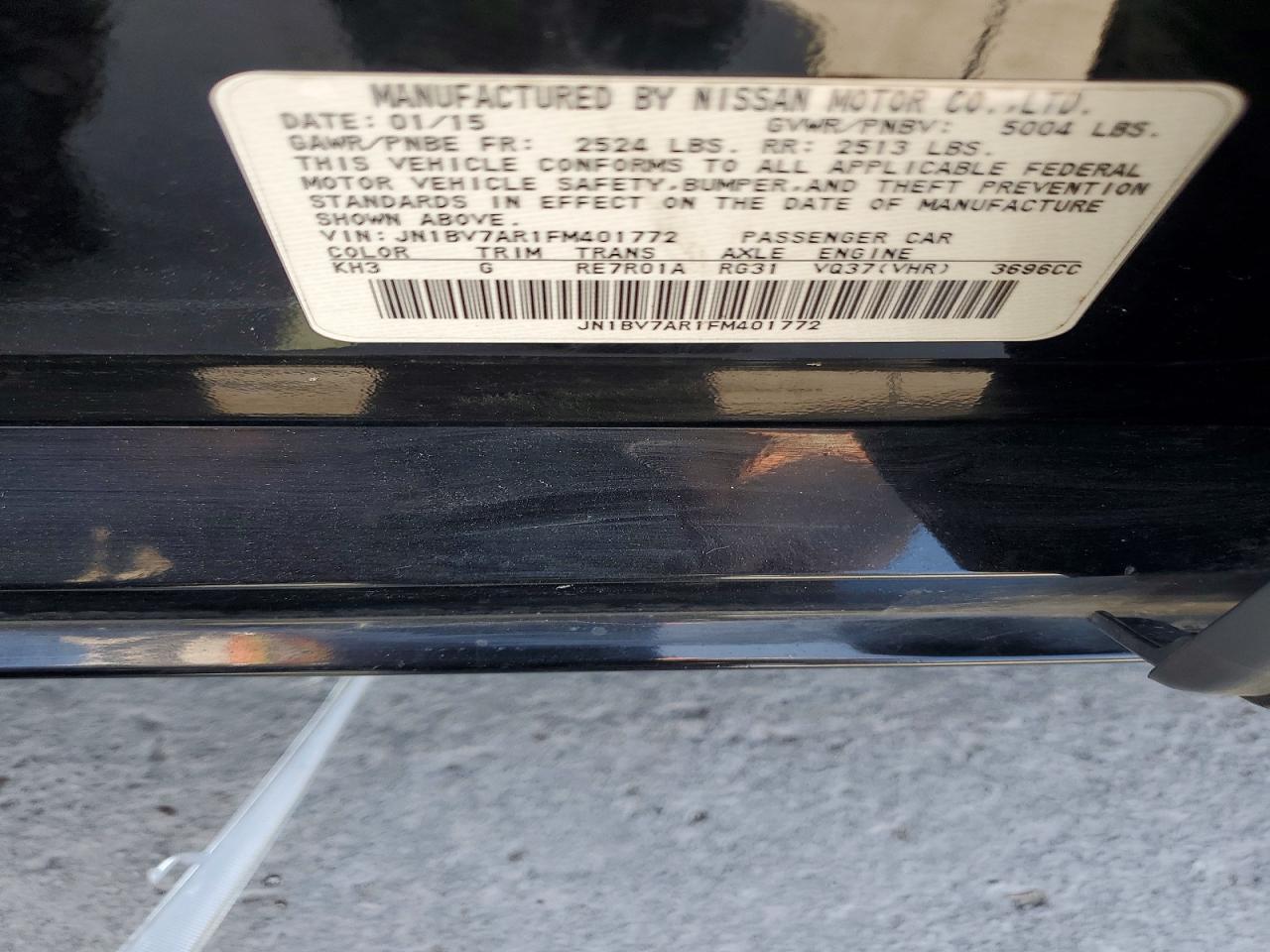 2015 Infiniti Q50 Base Black vin: JN1BV7AR1FM401772