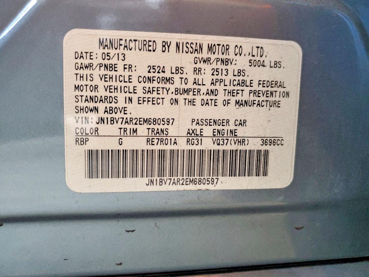 2014 Infiniti Q50 Base Silver vin: JN1BV7AR2EM680597