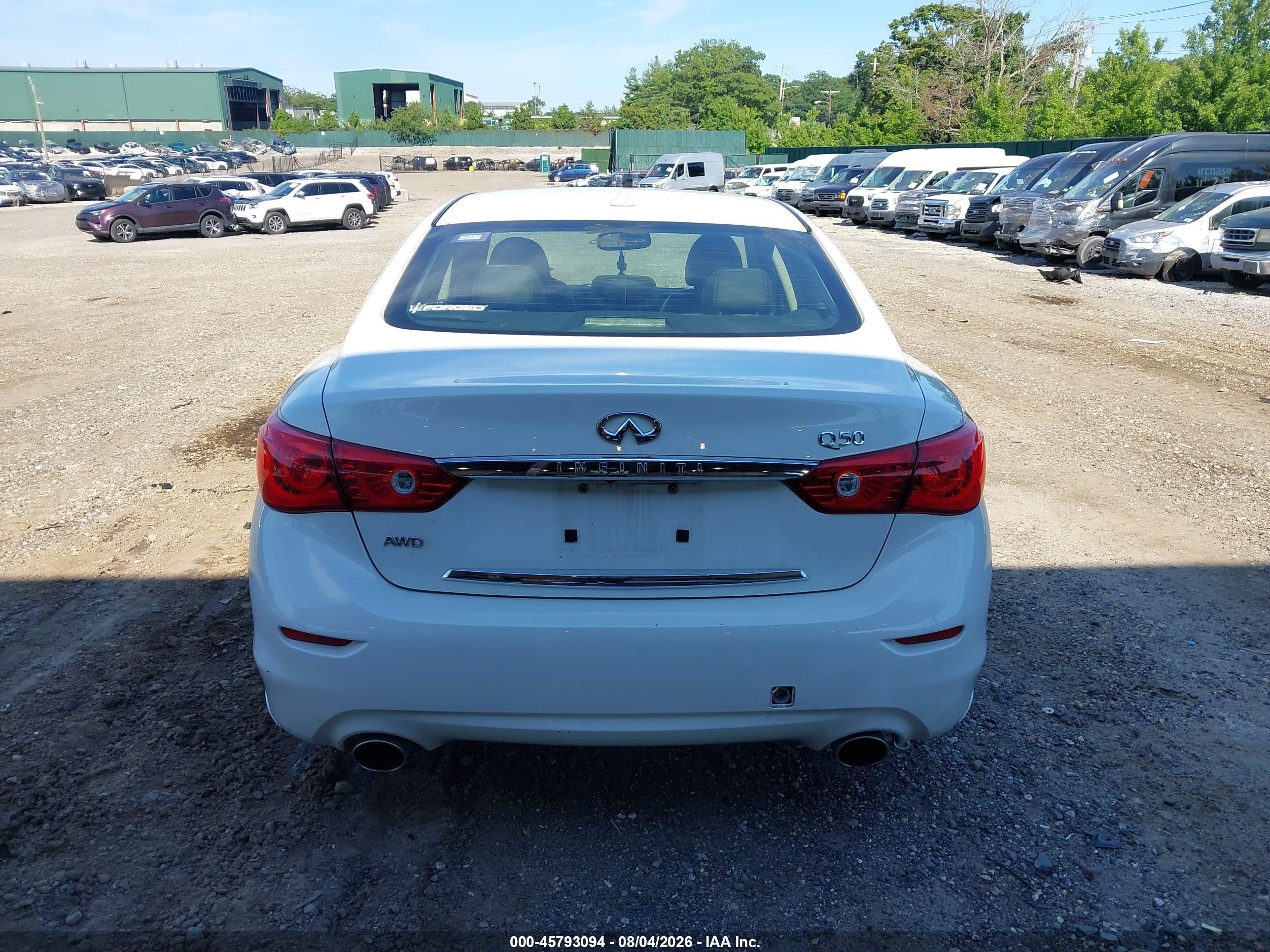 2014 Infiniti Q50 Premium White vin: JN1BV7AR3EM685078
