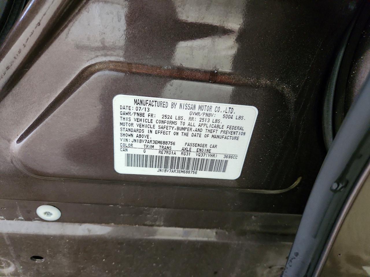 2014 Infiniti Q50 Base Brown vin: JN1BV7AR3EM688756