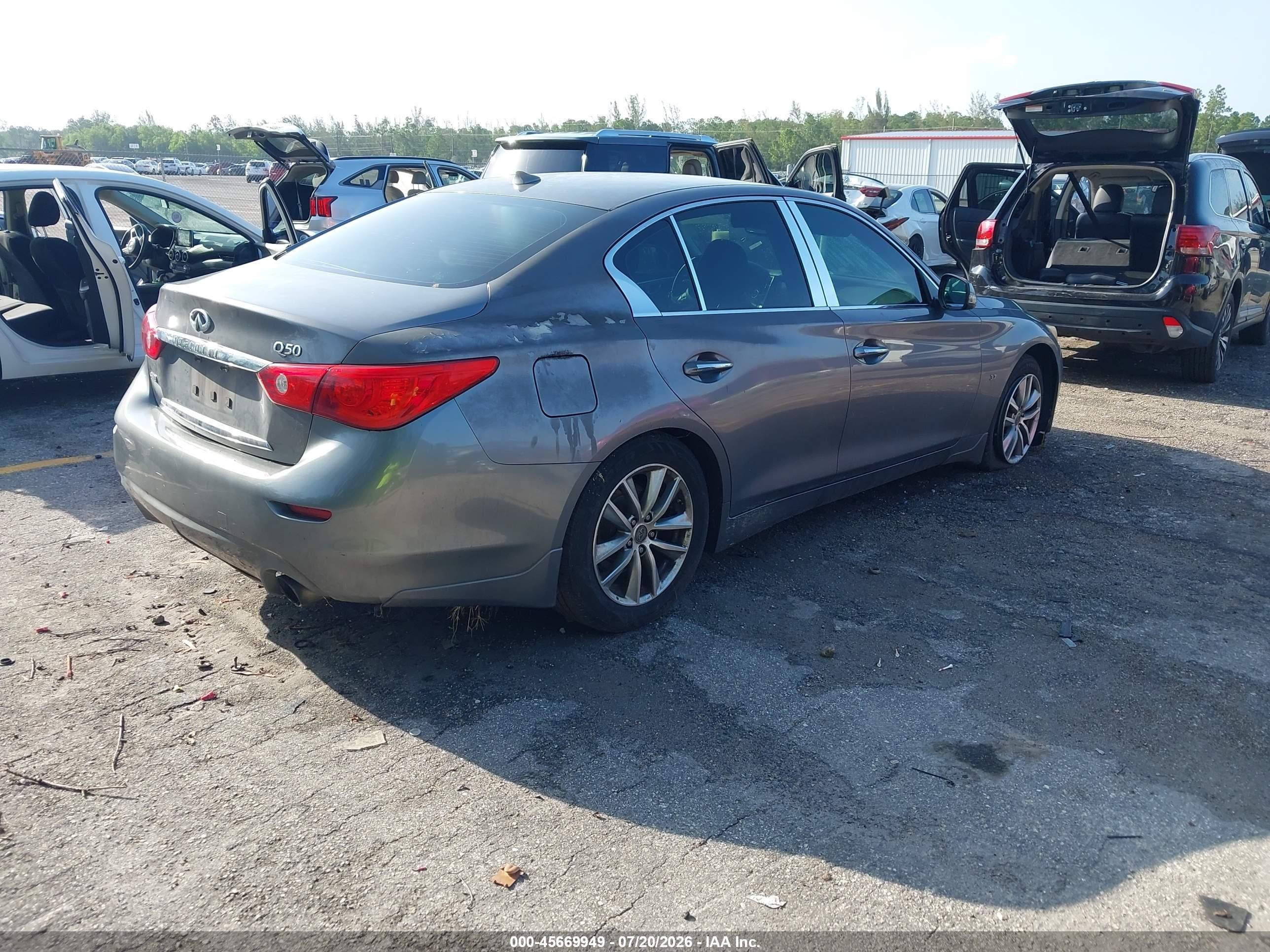 2014 Infiniti Q50 Premium Gray vin: JN1BV7AR3EM701022