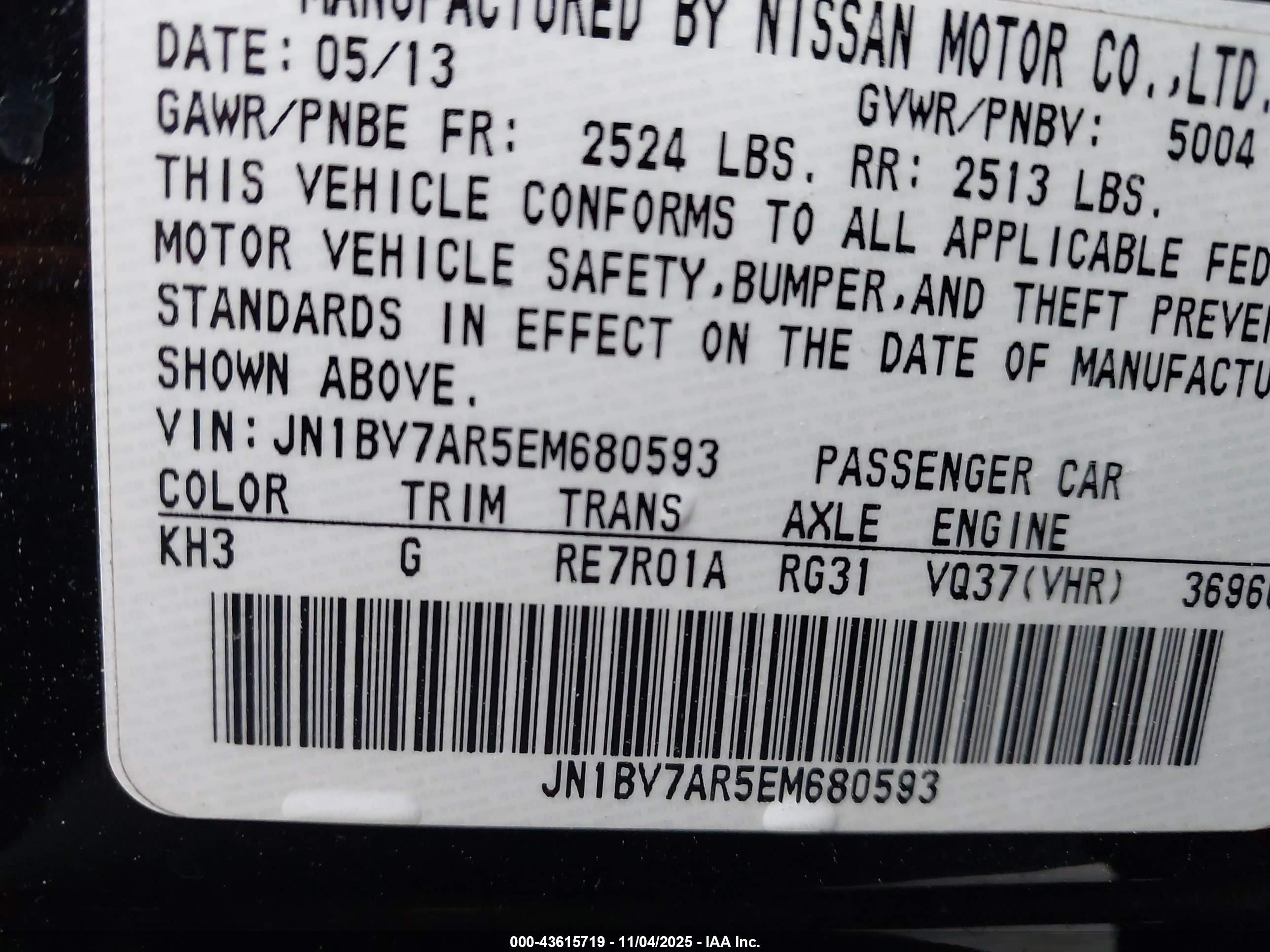 2014 Infiniti Q50 Sport Black vin: JN1BV7AR5EM680593