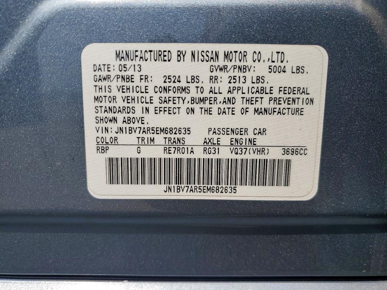 2014 Infiniti Q50 Base Silver vin: JN1BV7AR5EM682635