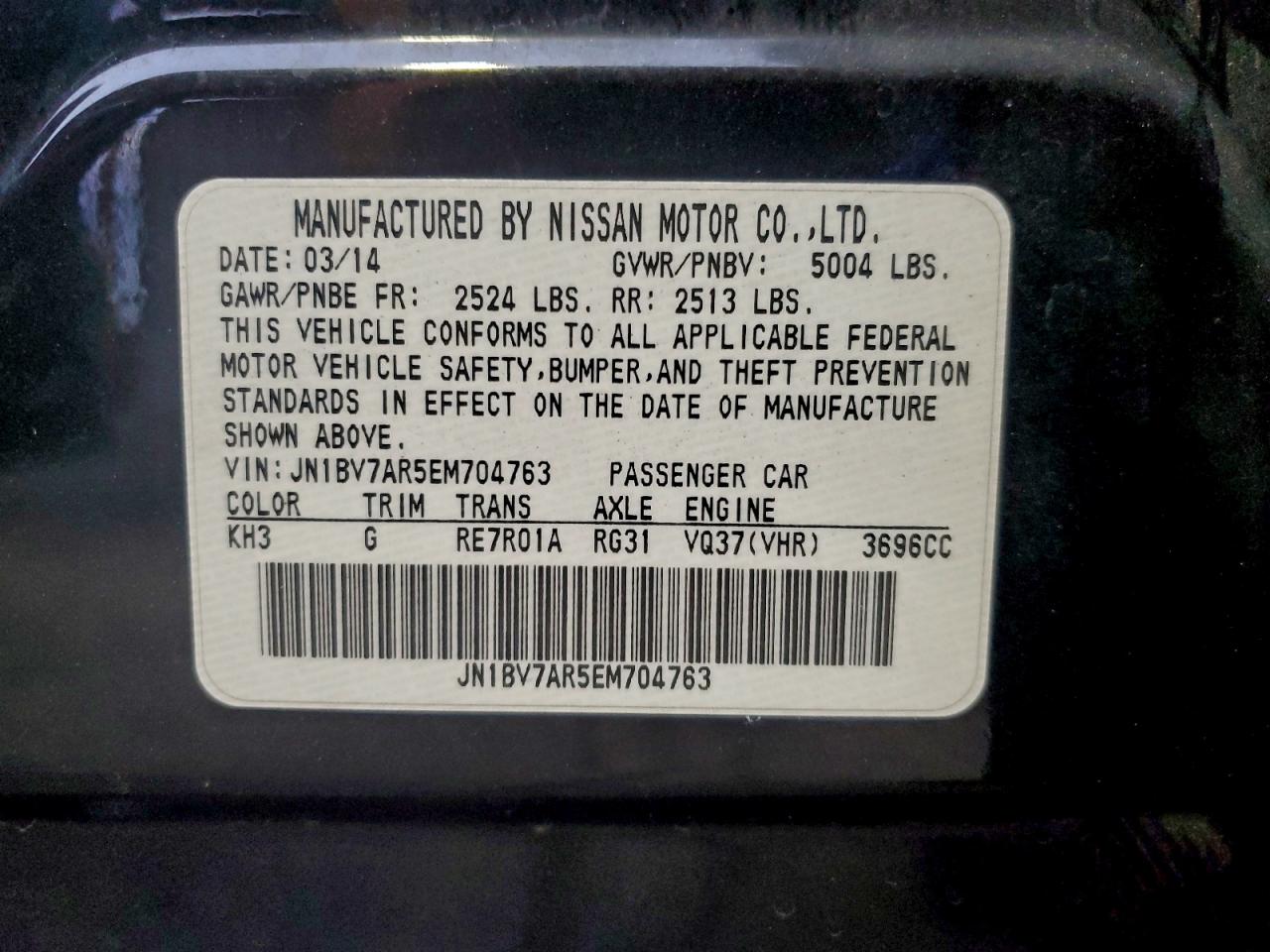 2014 Infiniti Q50 Sport Black vin: JN1BV7AR5EM704763