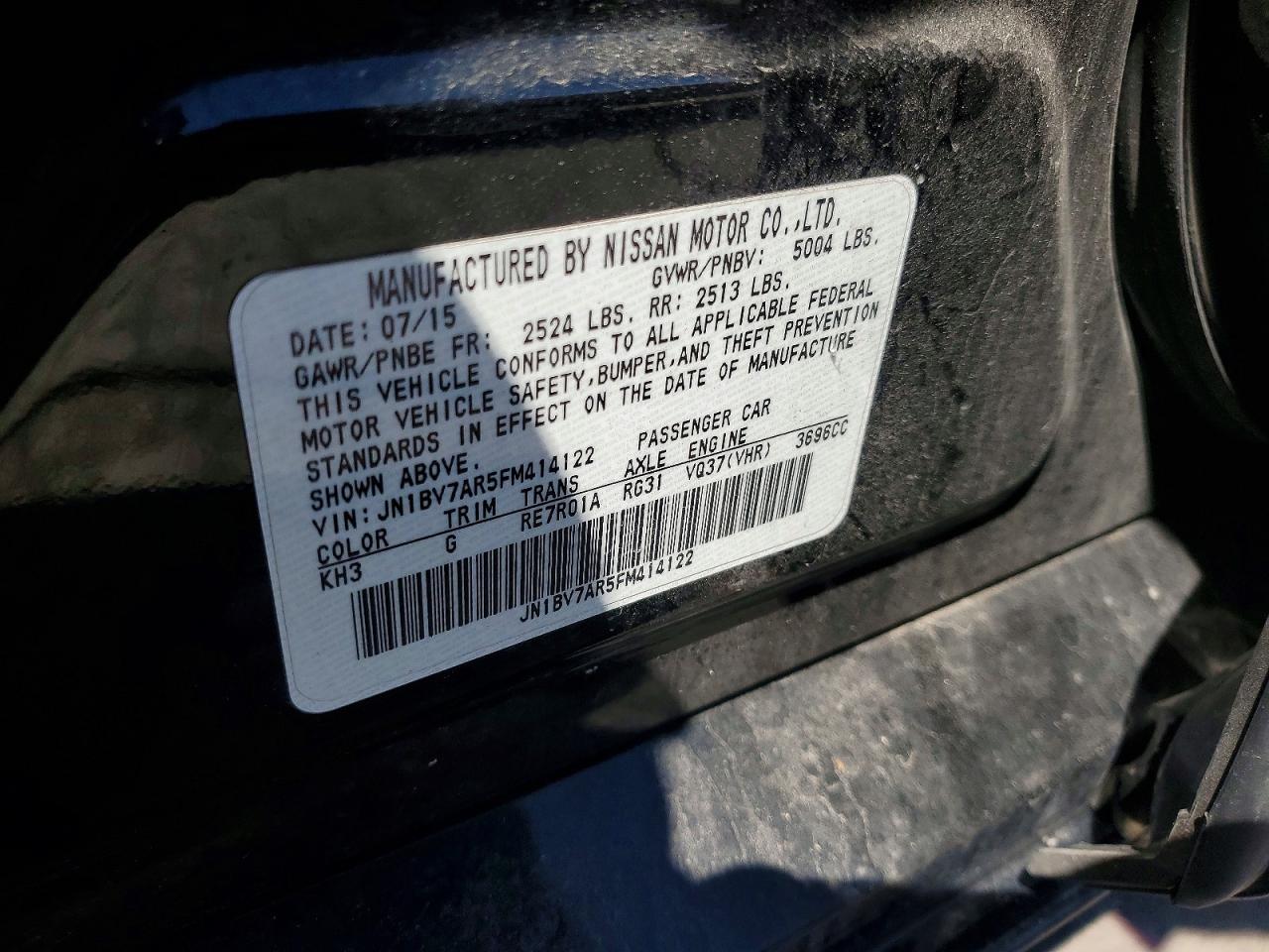 2015 Infiniti Q50 Base Black vin: JN1BV7AR5FM414122