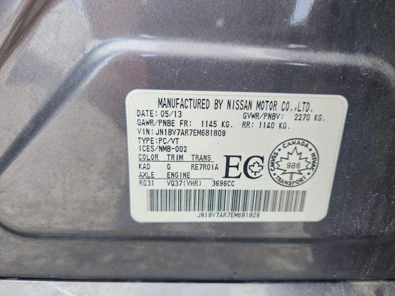 2014 Infiniti Q50 Premium Silver vin: JN1BV7AR7EM681809