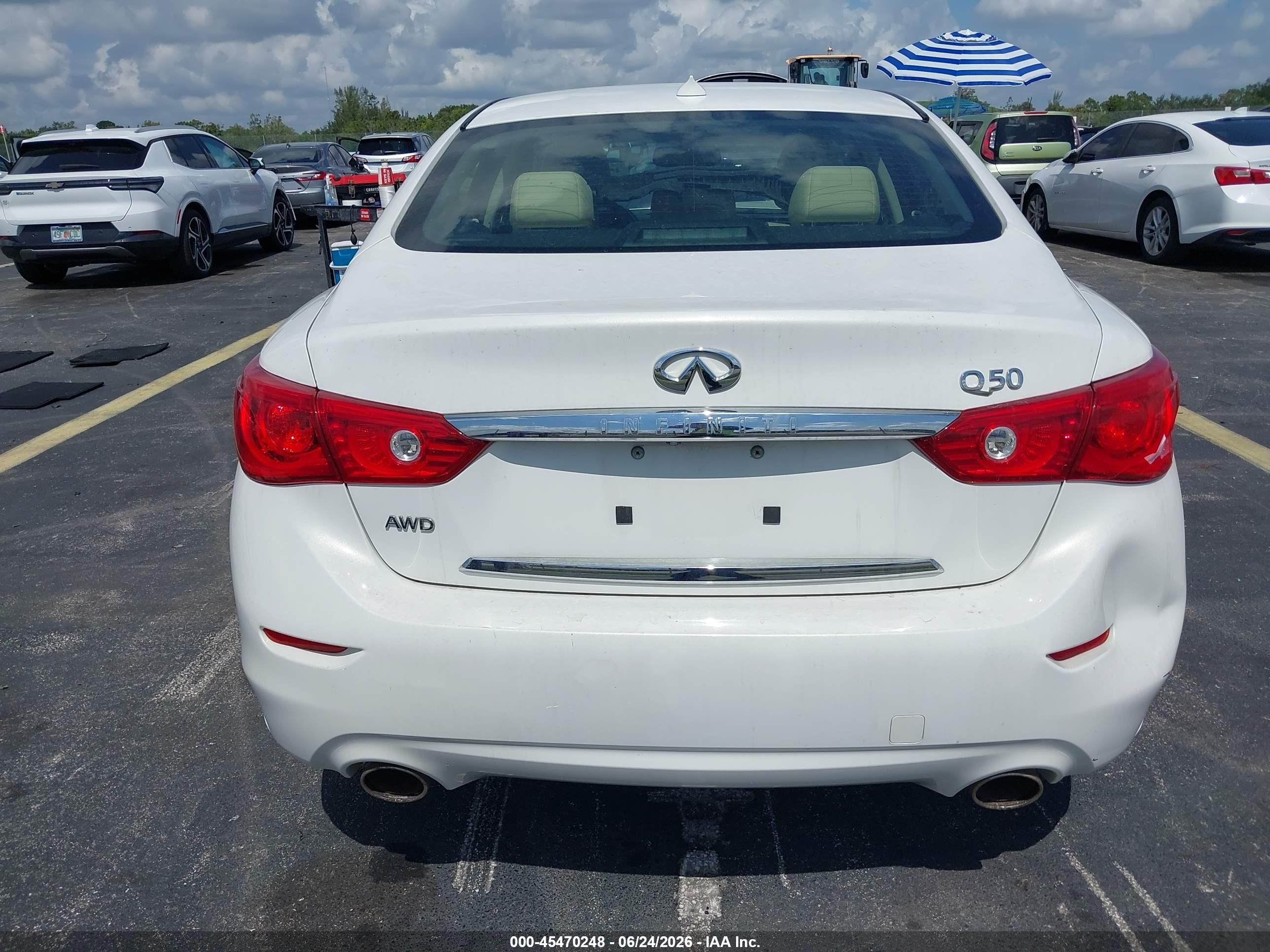 2014 Infiniti Q50 Premium White vin: JN1BV7AR8EM687408