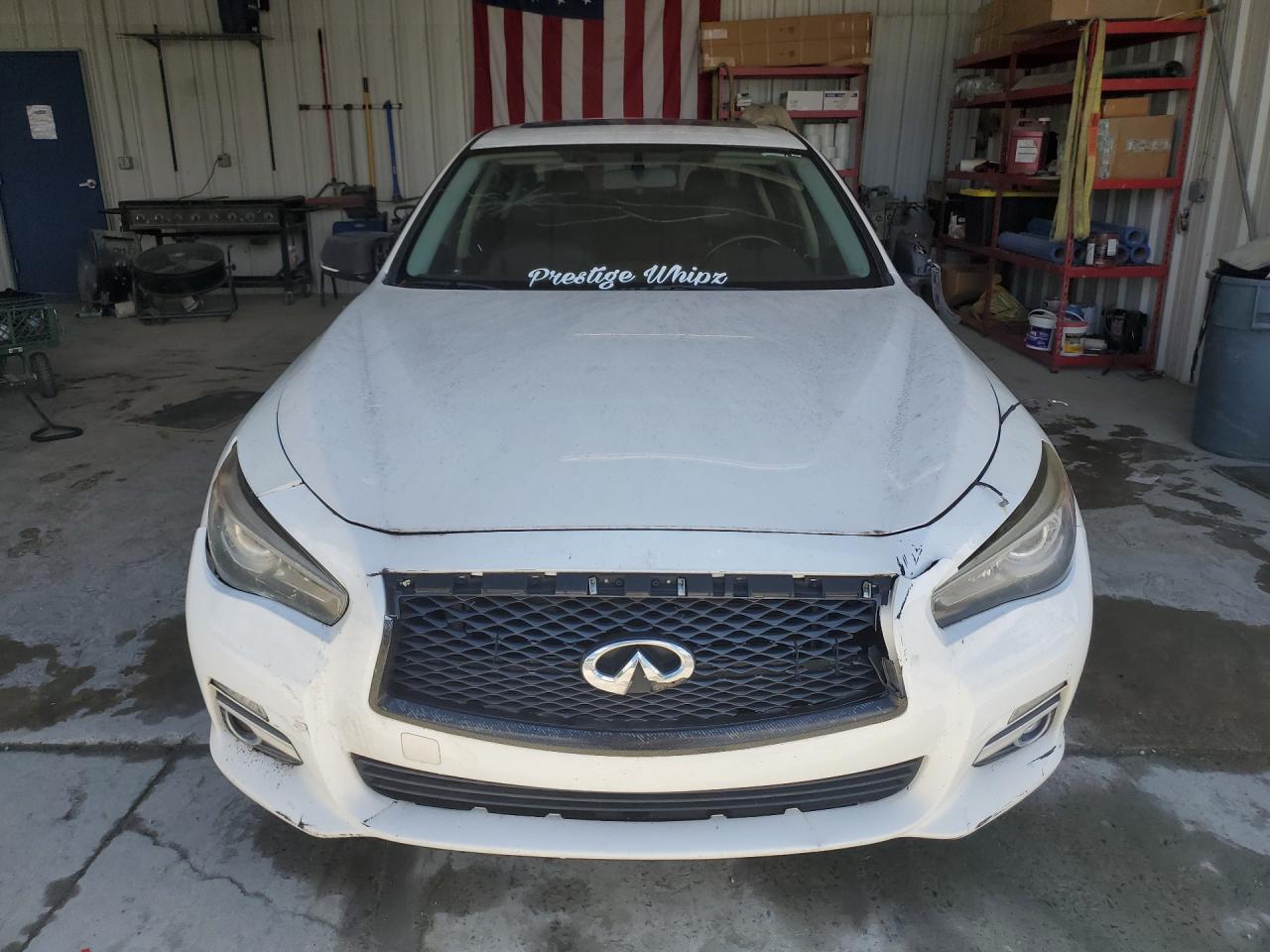 2015 Infiniti Q50 Base White vin: JN1BV7AR8FM394397 Damage: Front Bumper Reinforcement, Broken, Replacement Required