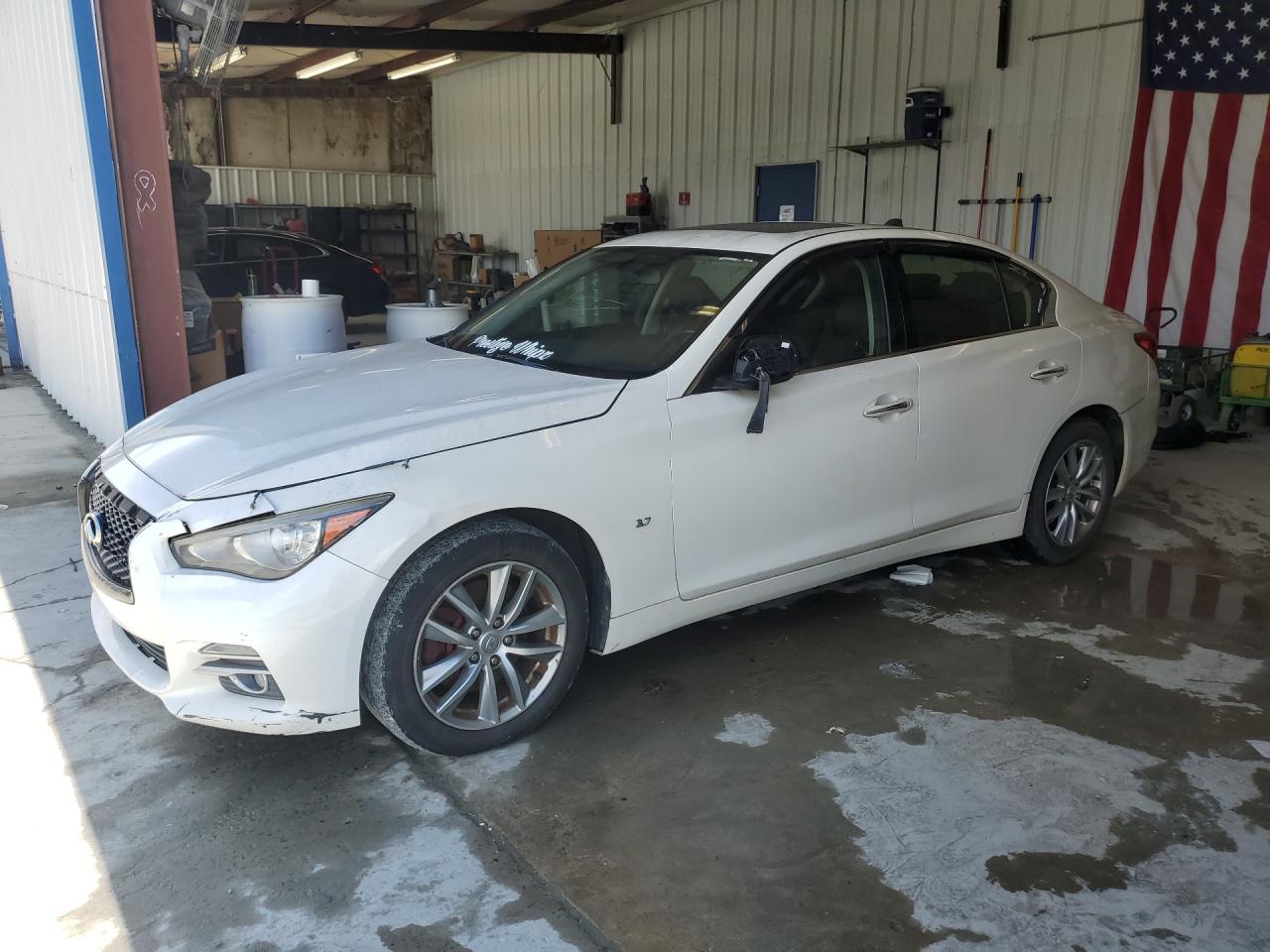 2015 Infiniti Q50 Base White vin: JN1BV7AR8FM394397 Damage: Left Mirror, Broken, Replacement Required