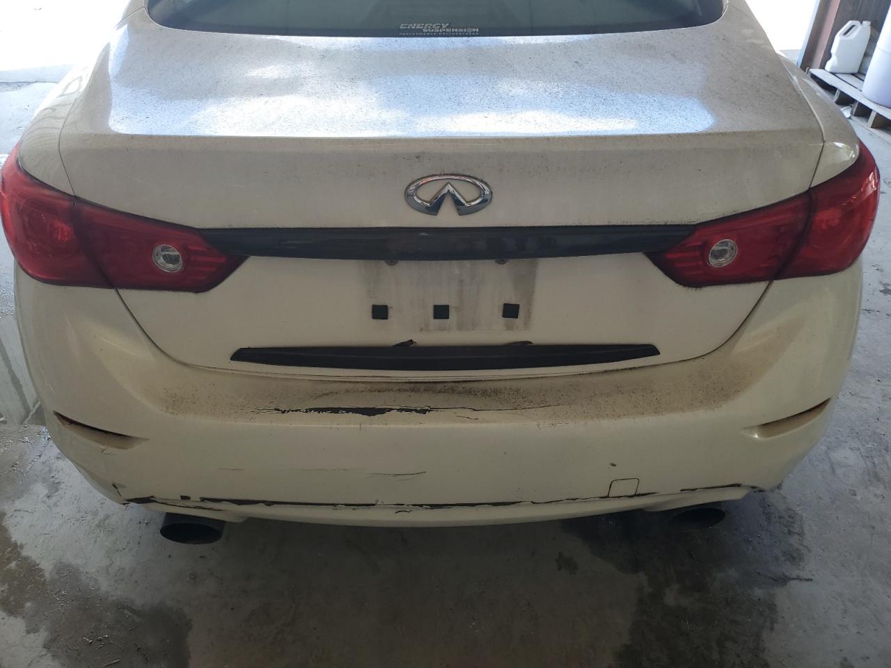 2015 Infiniti Q50 Base White vin: JN1BV7AR8FM394397 Damage: Rear Bumper Reinforcement, Broken, Replacement Required