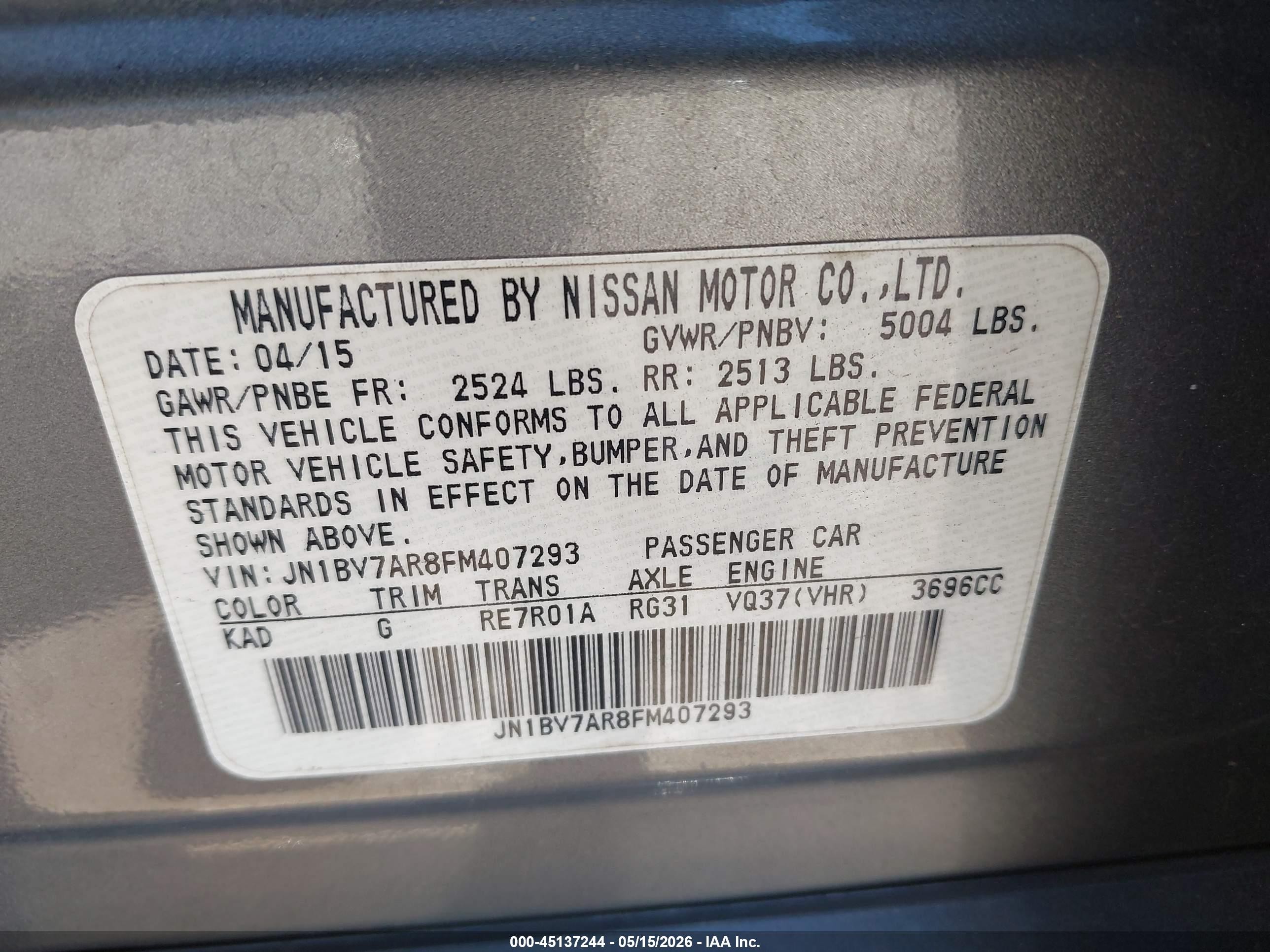 2015 Infiniti Q50 Premium Purple vin: JN1BV7AR8FM407293