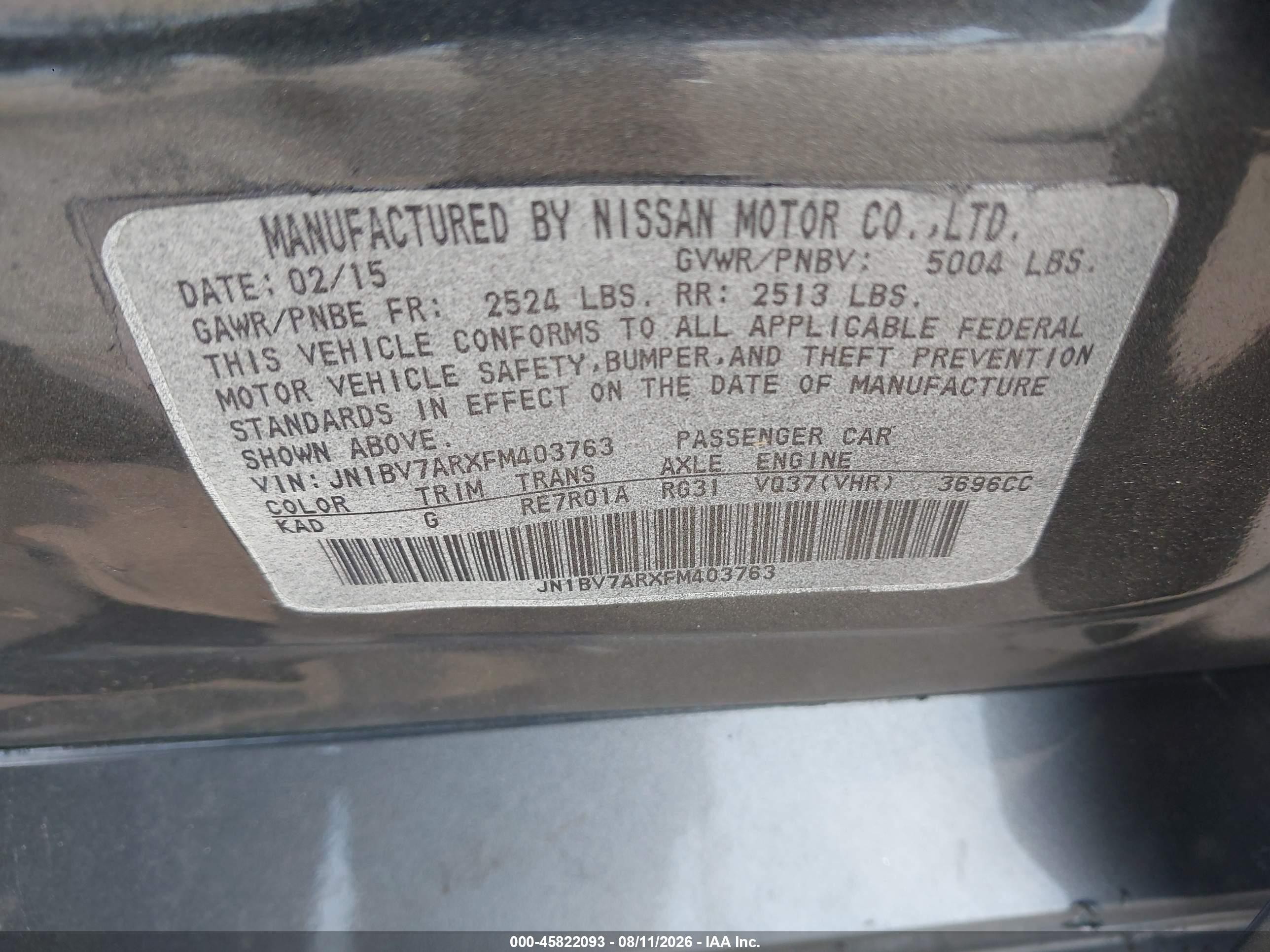 2015 Infiniti Q50 Premium Gray vin: JN1BV7ARXFM403763