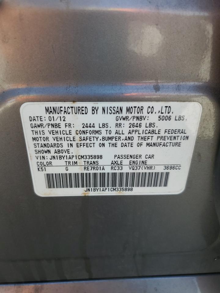 2012 Infiniti M37 Silver vin: JN1BY1AP1CM335898