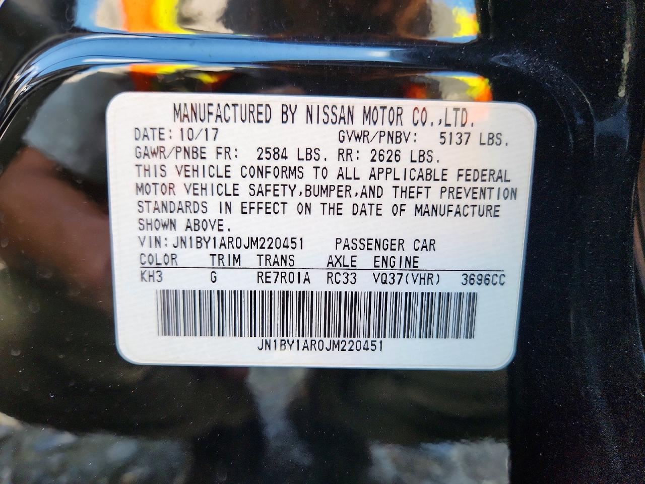 2018 Infiniti Q70 3.7 Luxe Black vin: JN1BY1AR0JM220451