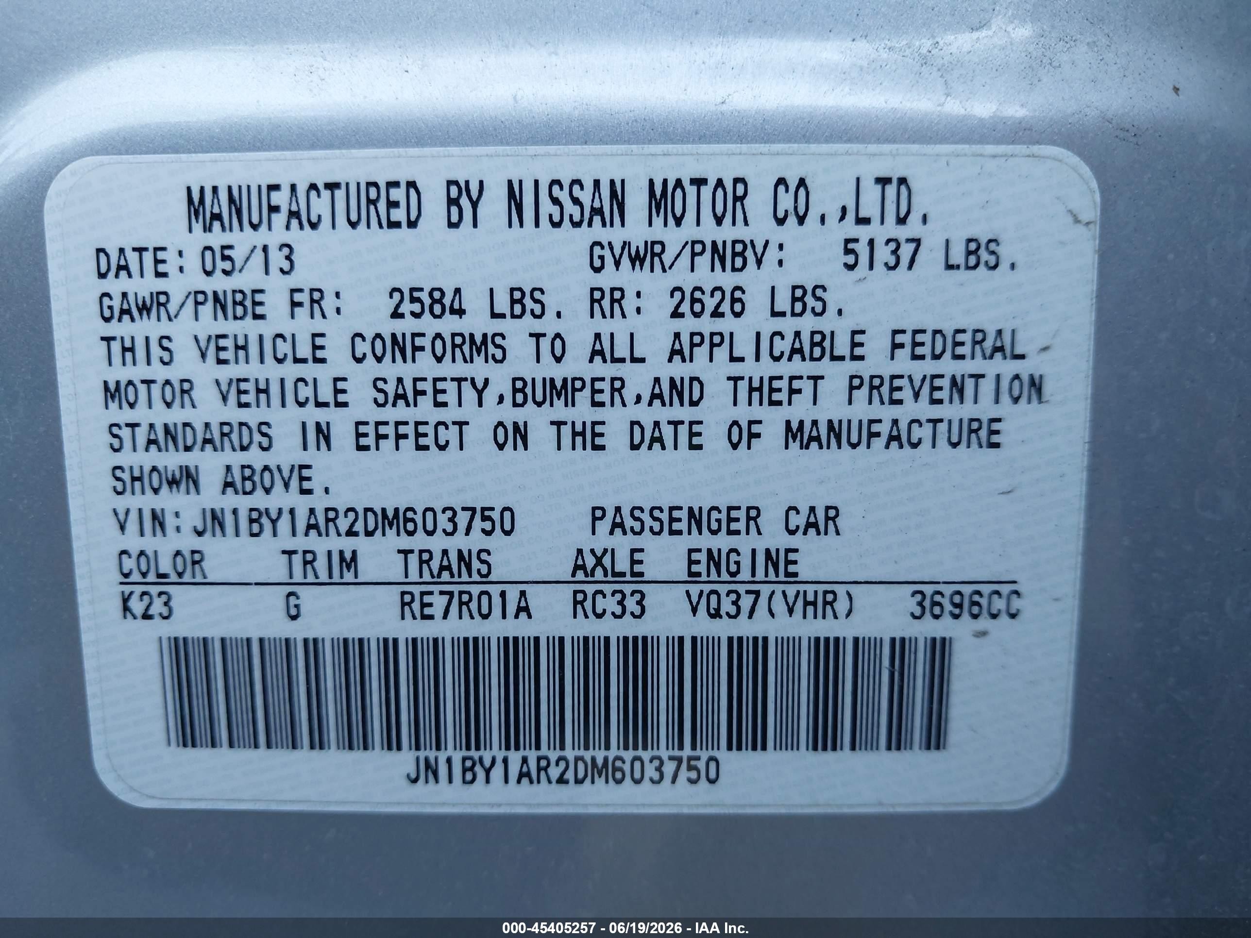 2013 Infiniti M37x   Серебряный vin: JN1BY1AR2DM603750