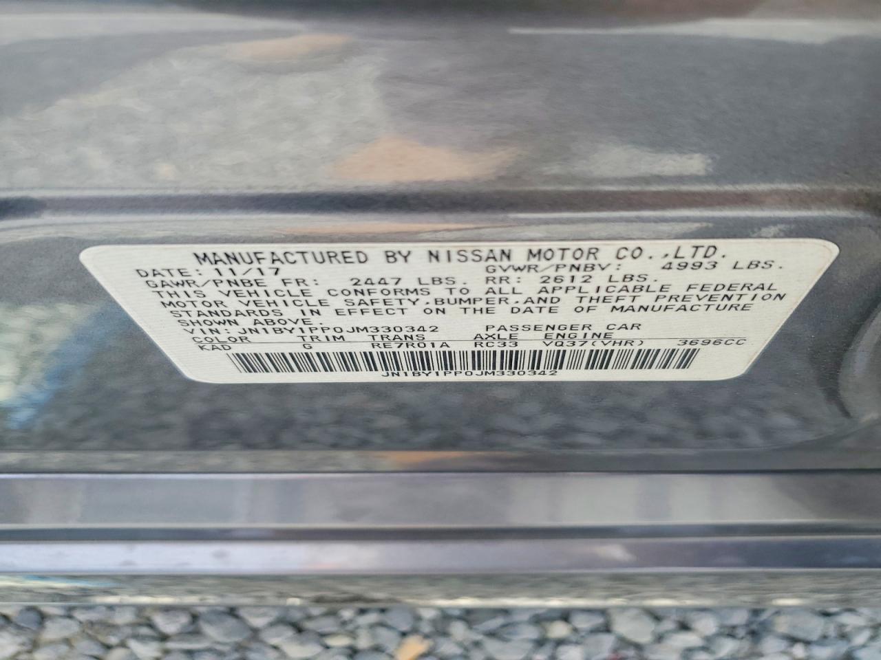 2018 Infiniti Q70l 3.7 Luxe Gray vin: JN1BY1PP0JM330342