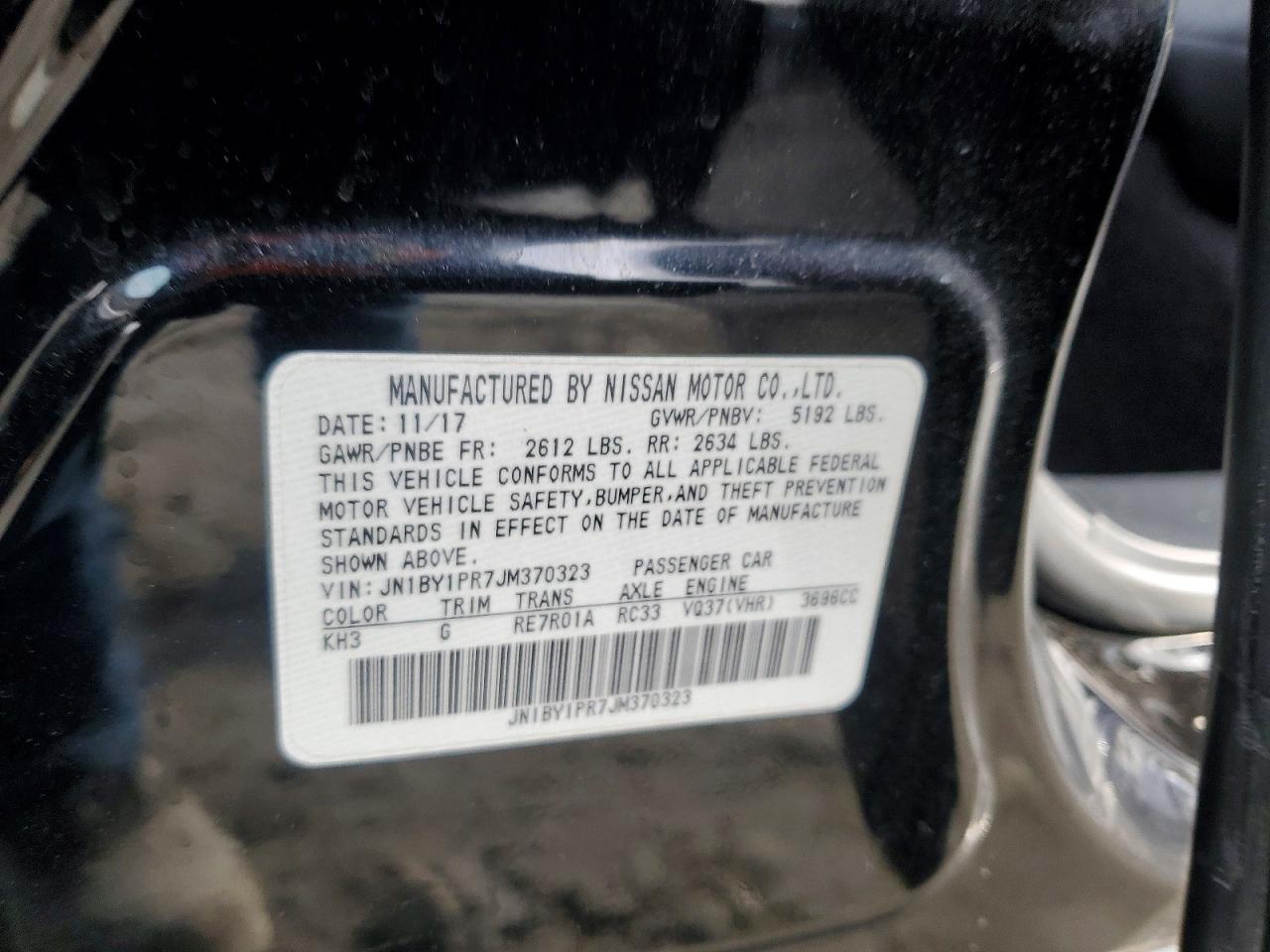 2018 Infiniti Q70l 3.7 Luxe Black vin: JN1BY1PR7JM370323