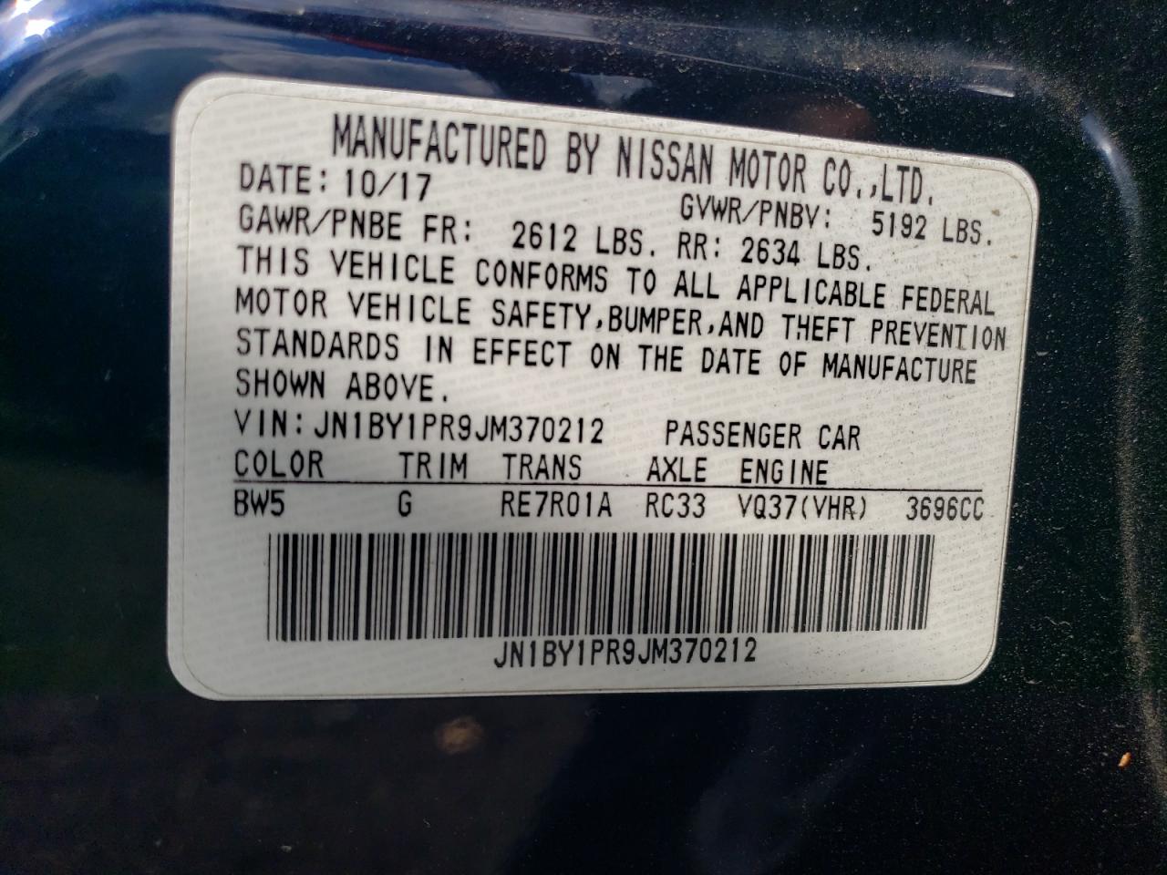 2018 Infiniti Q70l 3.7 Luxe Blue vin: JN1BY1PR9JM370212