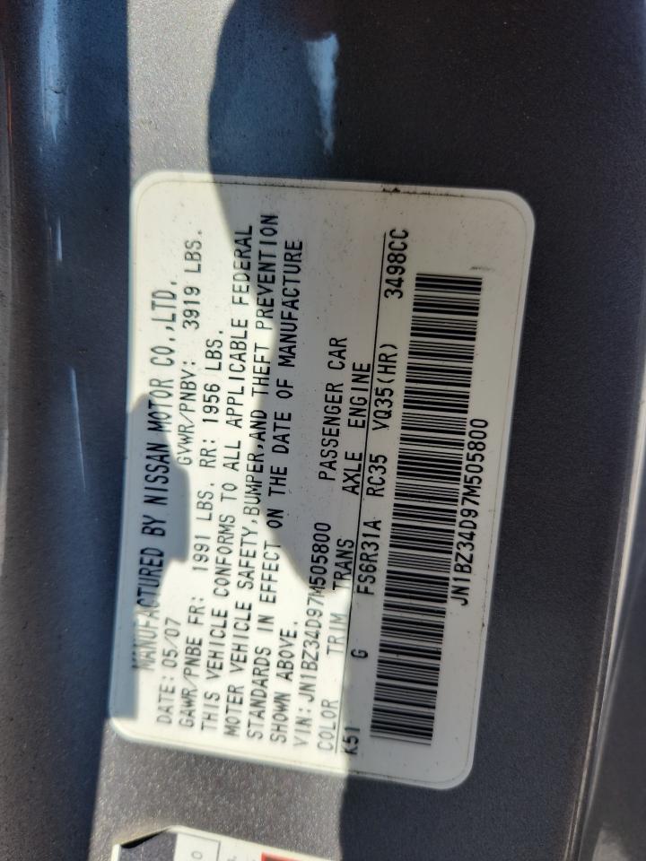 2007 Nissan 350z Base Gray vin: JN1BZ34D97M505800