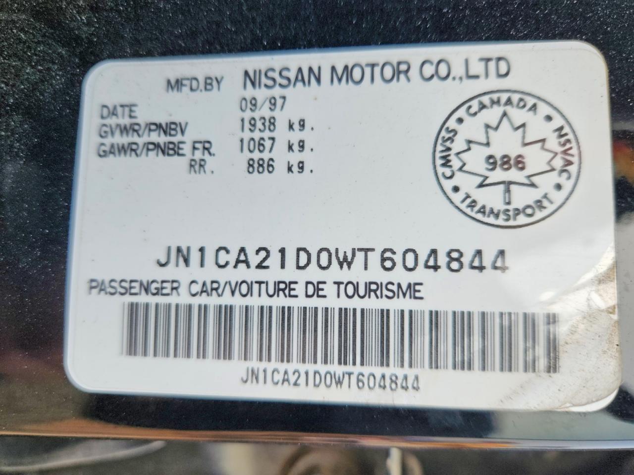 1998 Nissan Maxima Gxe Black vin: JN1CA21D0WT604844