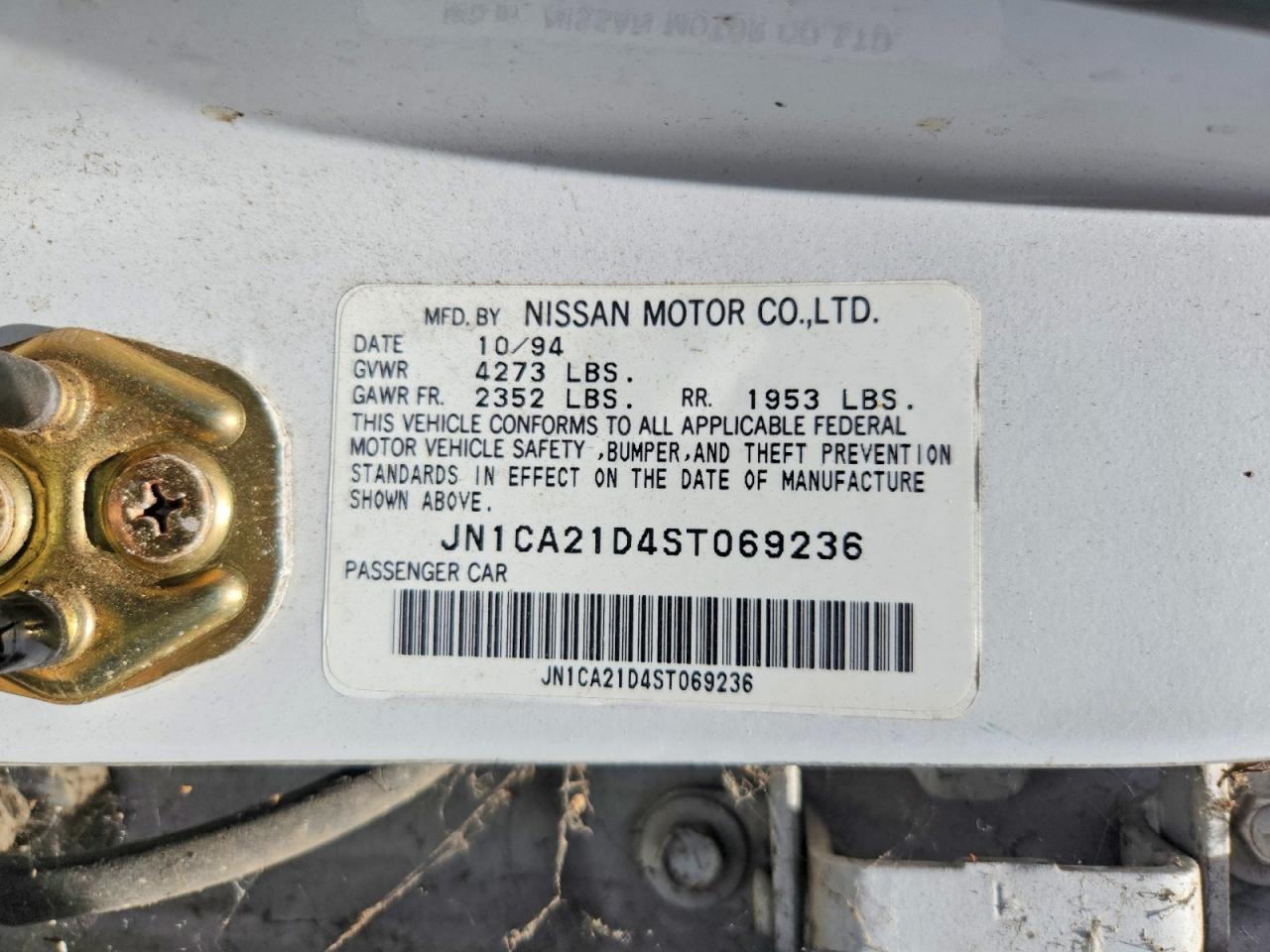 1995 Nissan Maxima Gxe White vin: JN1CA21D4ST069236