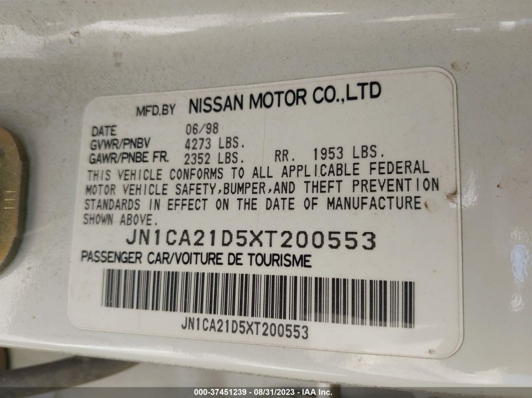 Price & History 1999 Nissan Maxima Gxe/se/gle/se-l 3.0l Dohc Sfi
