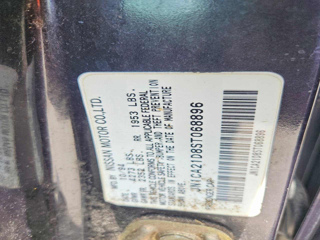 1995 Nissan Maxima Gxe Black vin: JN1CA21D8ST068896