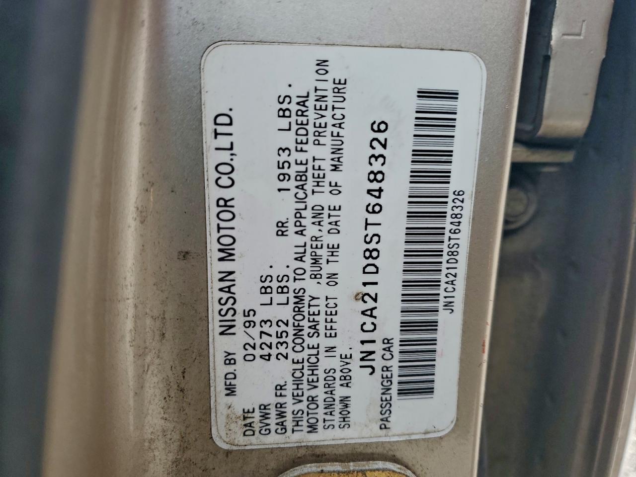 1995 Nissan Maxima Gle Бежевый vin: JN1CA21D8ST648326