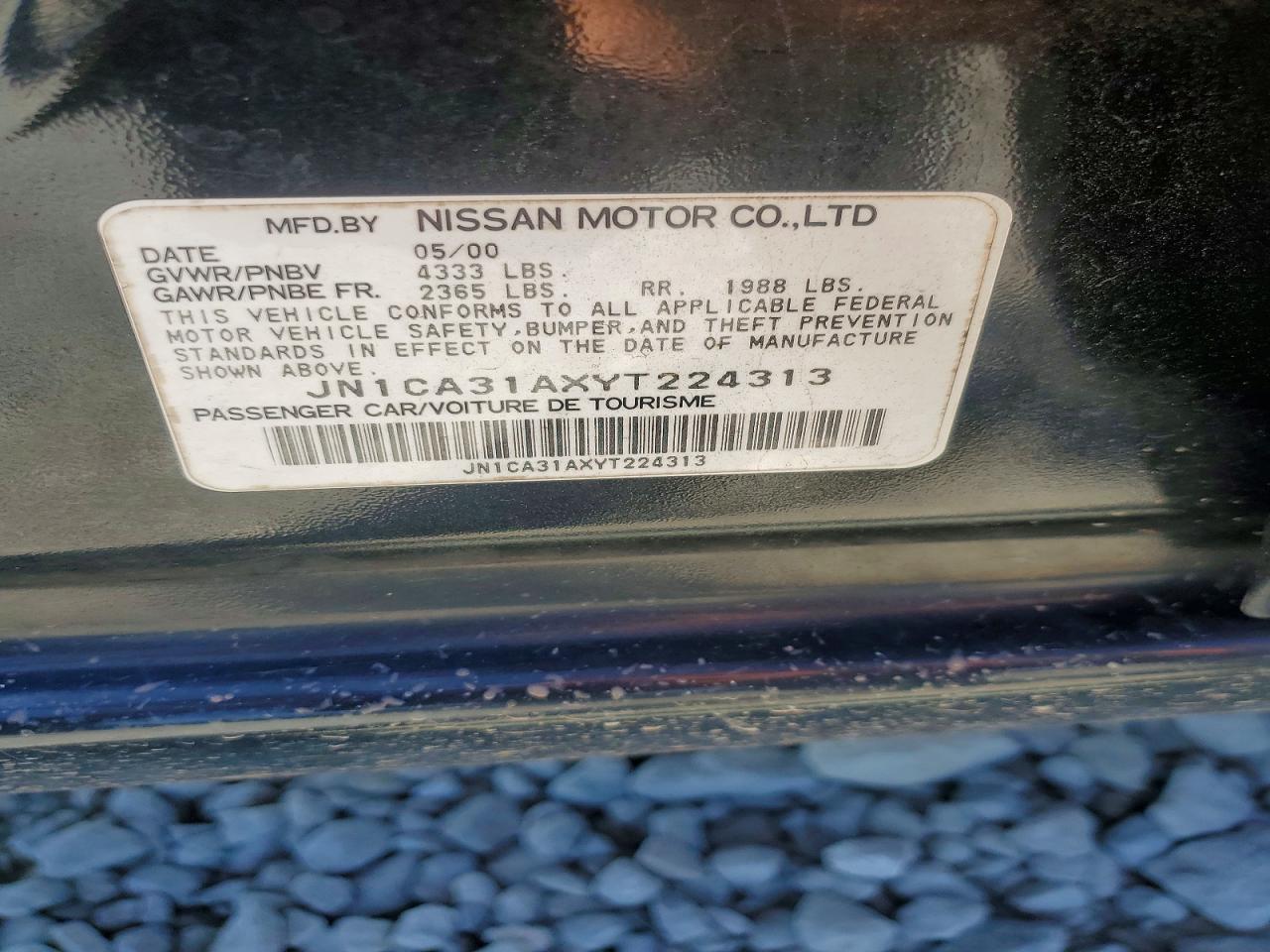 2000 Nissan Maxima Gxe Black vin: JN1CA31AXYT224313