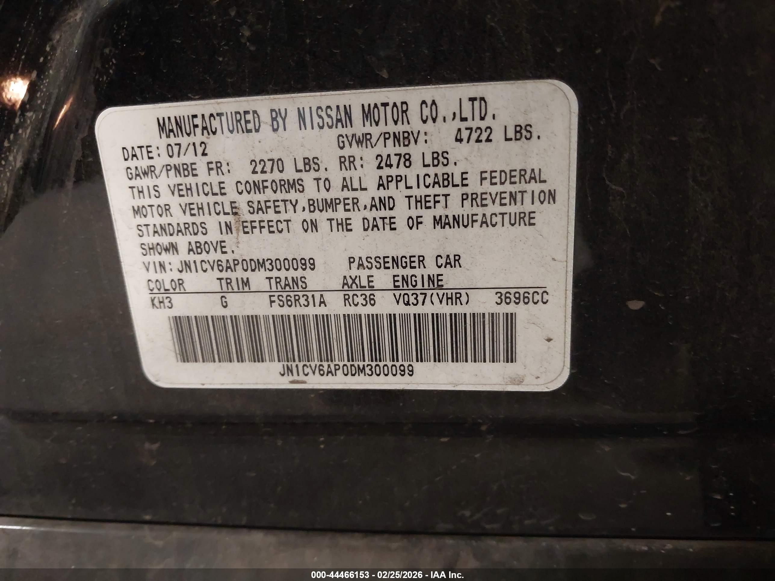 2013 Infiniti G37 Sport Black vin: JN1CV6AP0DM300099