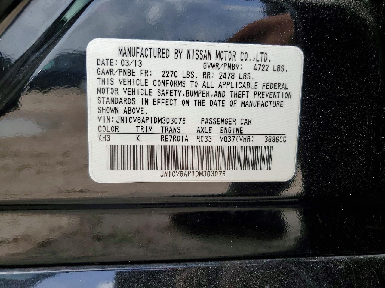 2013 Infiniti G37 Base Black vin: JN1CV6AP1DM303075