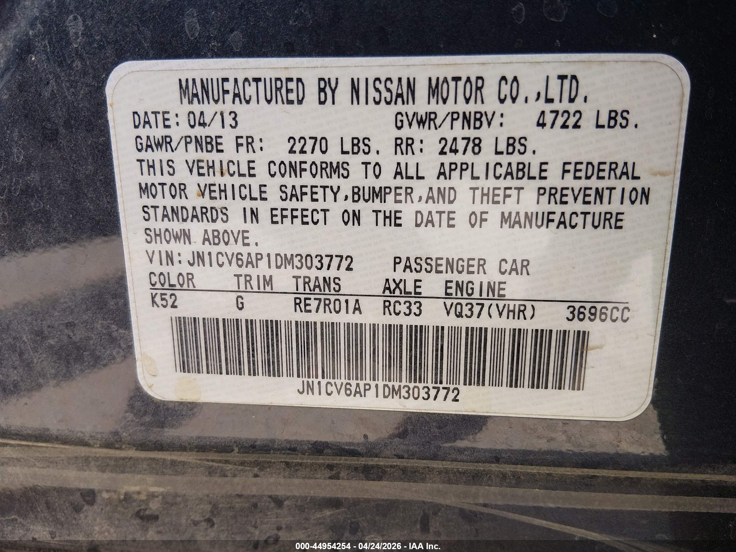 2013 Infiniti G37 Journey Black vin: JN1CV6AP1DM303772