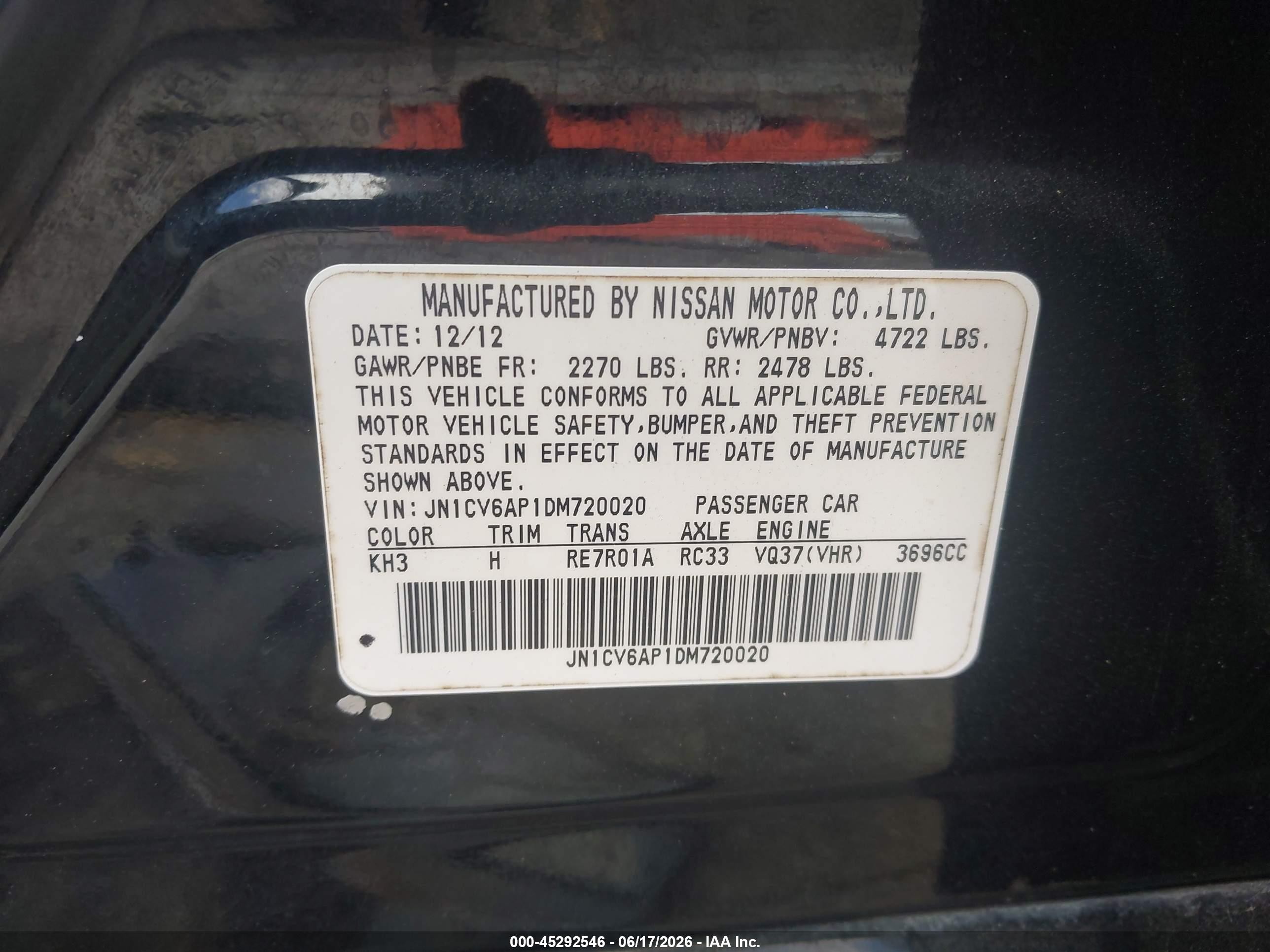 2013 Infiniti G37 Journey Черный vin: JN1CV6AP1DM720020
