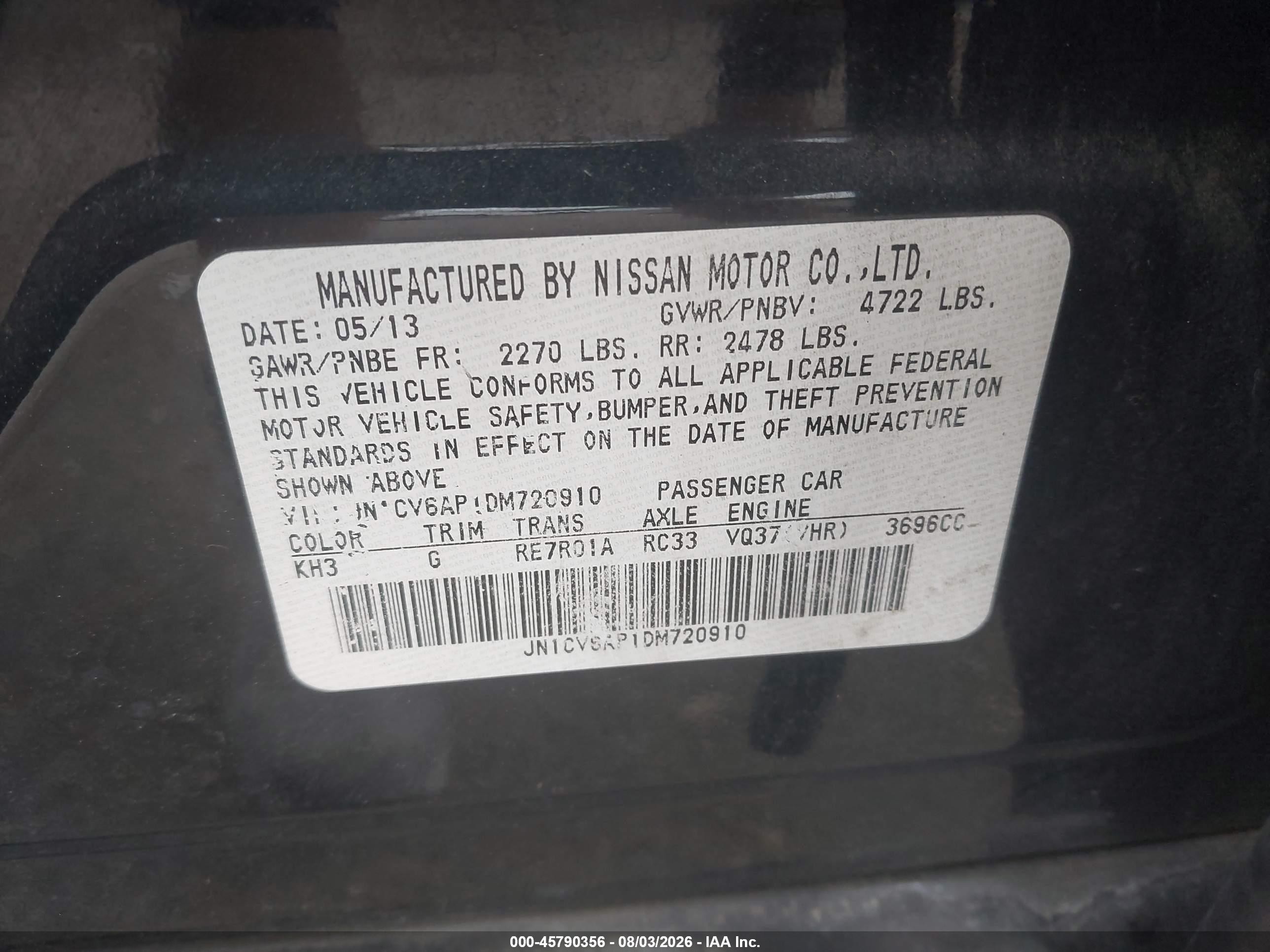 2013 Infiniti G37 Journey Black vin: JN1CV6AP1DM720910