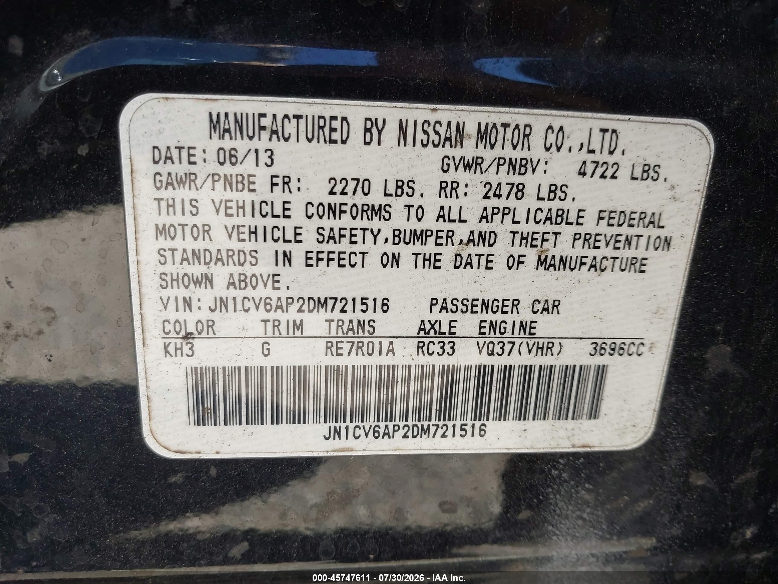 2013 Infiniti G37 Journey Black vin: JN1CV6AP2DM721516
