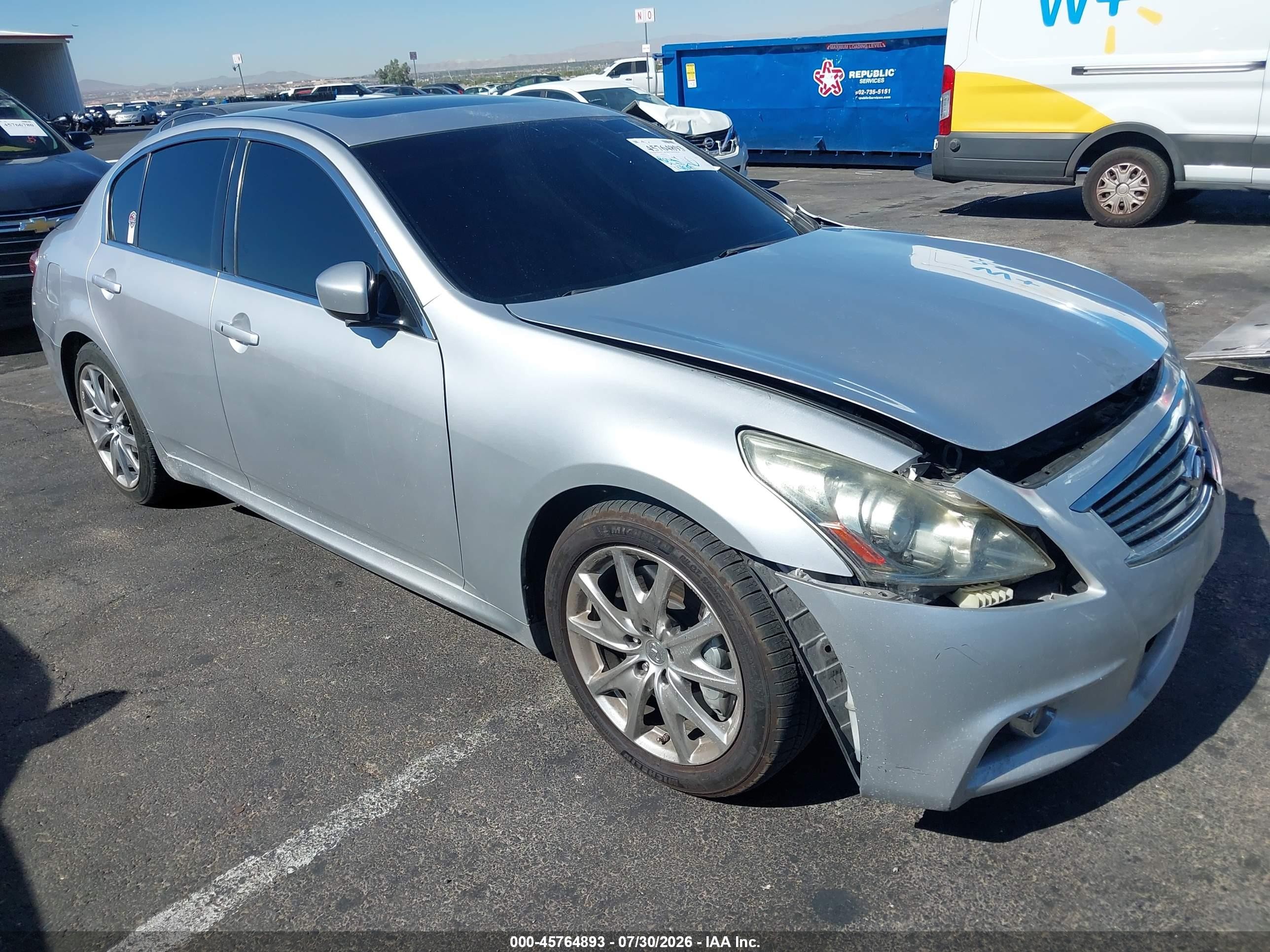 2012 Infiniti G37 Sport Silver vin: JN1CV6AP3CM624162