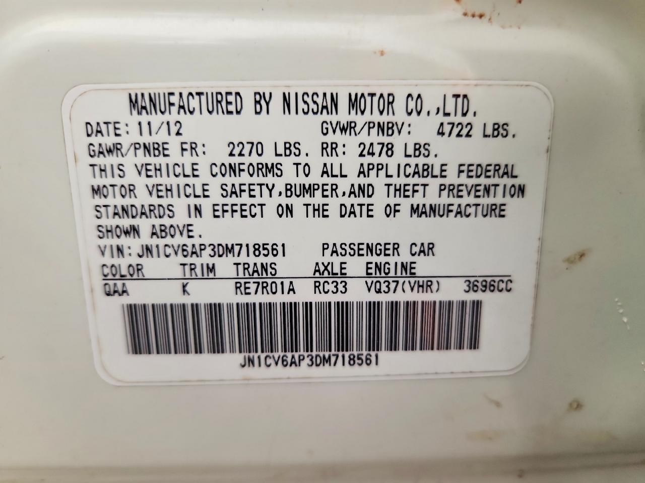 2013 Infiniti G37 Sedan Journey Белый vin: JN1CV6AP3DM718561