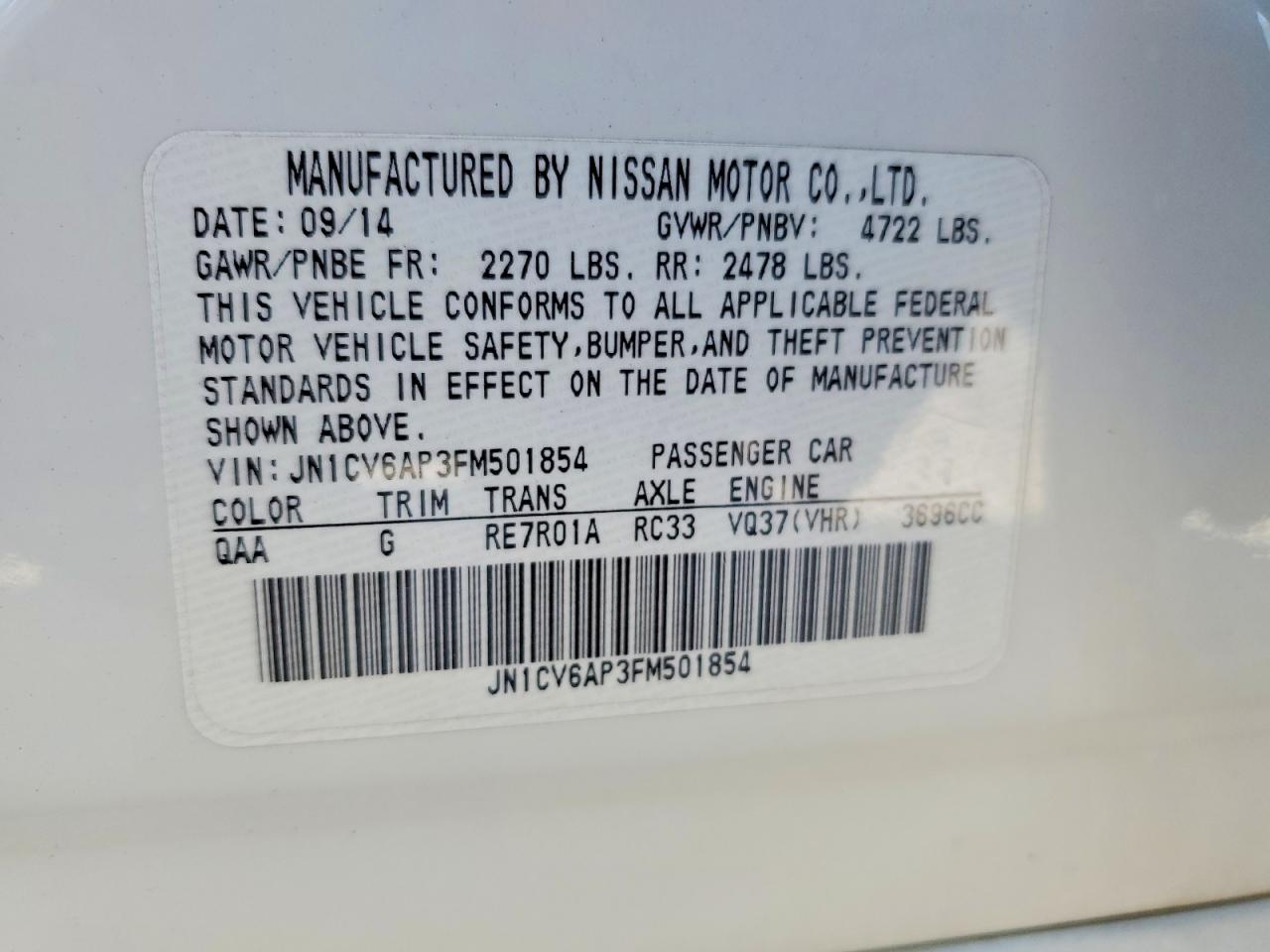 2015 Infiniti Q40 Base White vin: JN1CV6AP3FM501854