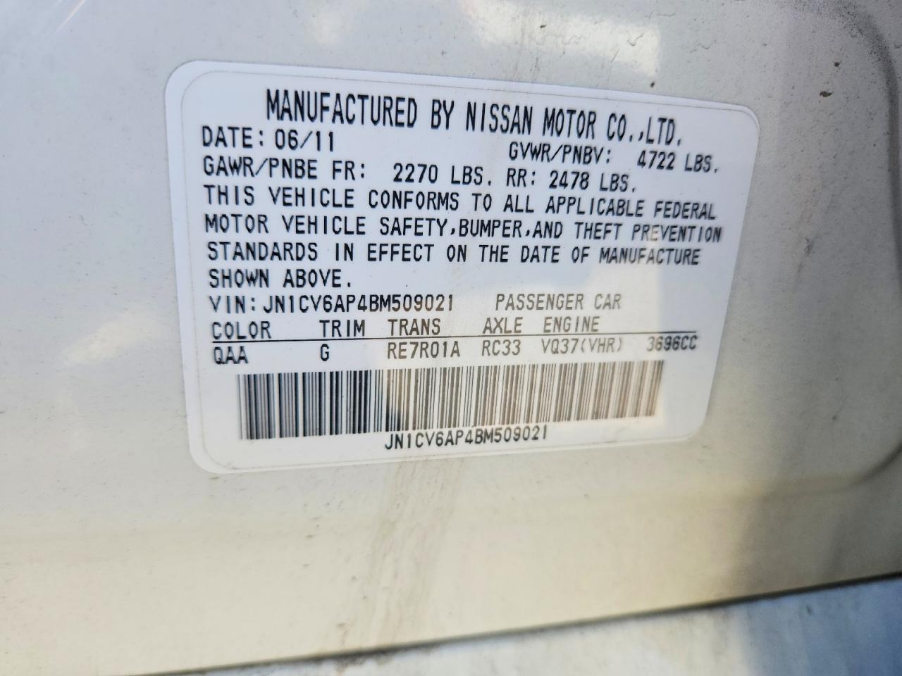 2011 Infiniti G37 Sedan Journey Белый vin: JN1CV6AP4BM509021