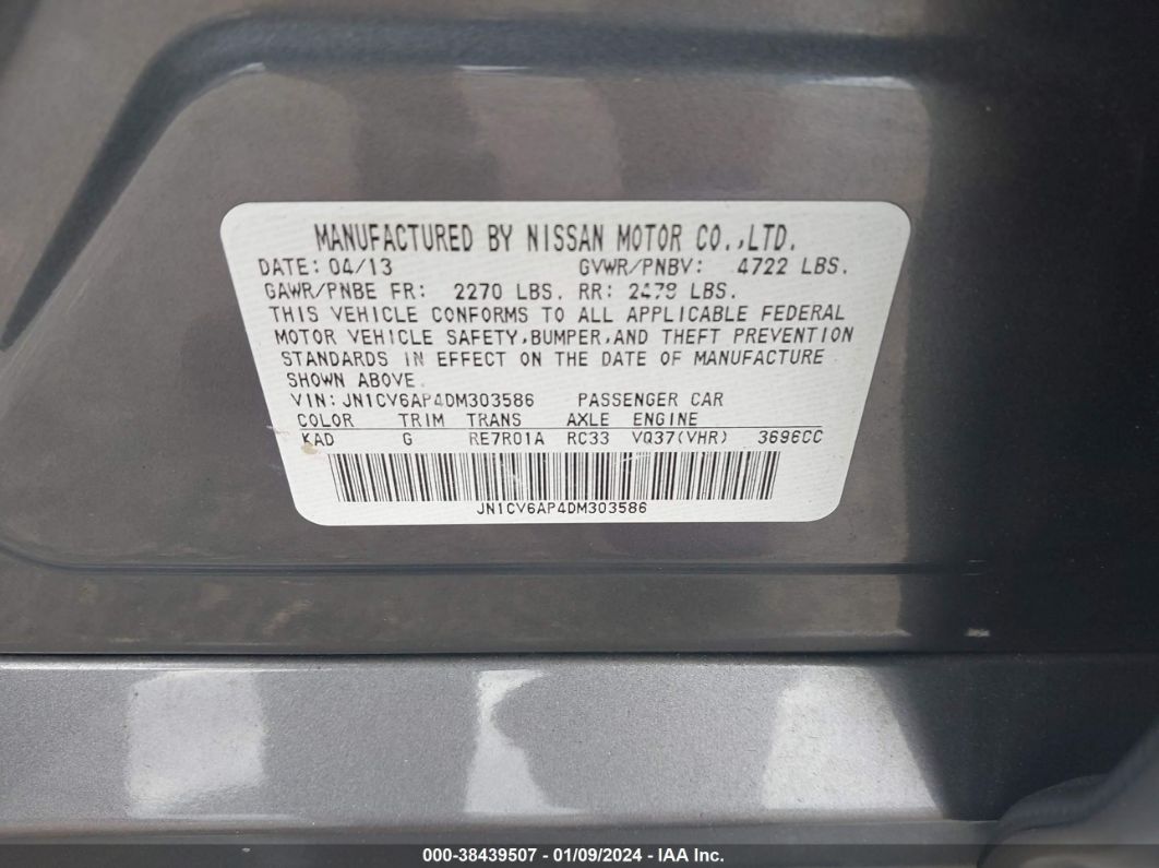 2013 Infiniti G37 Journey Gray vin: JN1CV6AP4DM303586