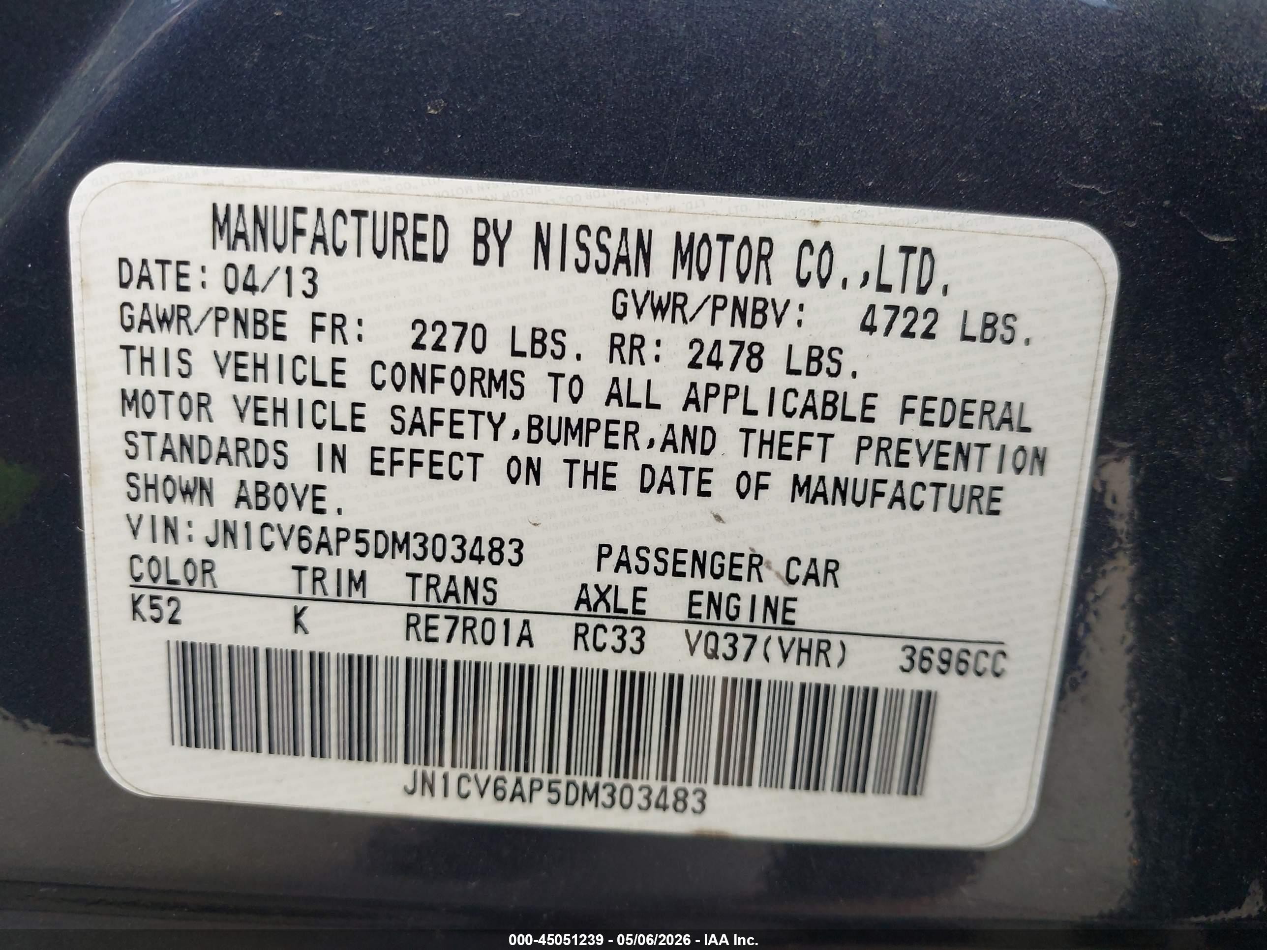 2013 Infiniti G37 Journey Gray vin: JN1CV6AP5DM303483