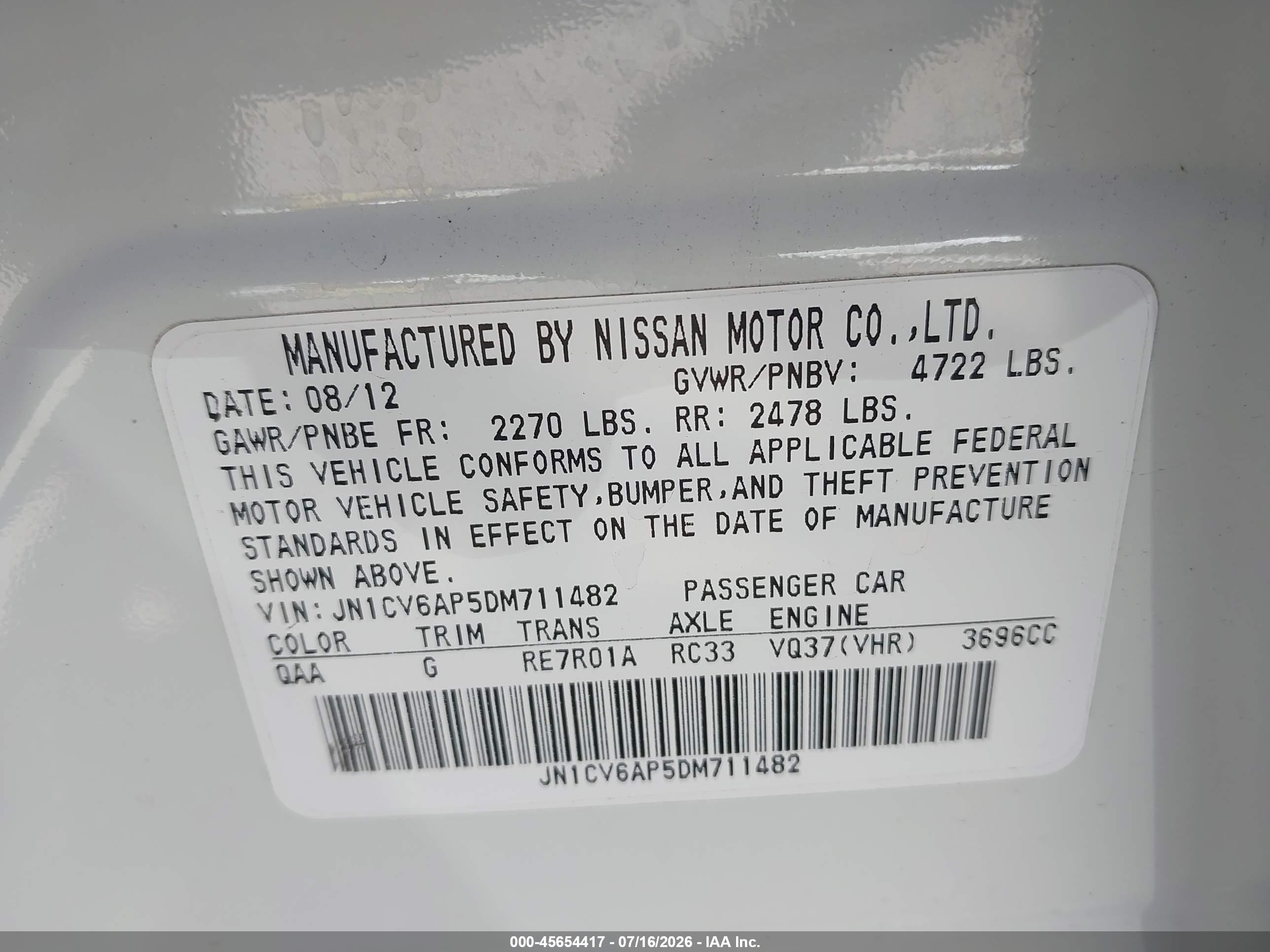 2013 Infiniti G37 Journey White vin: JN1CV6AP5DM711482
