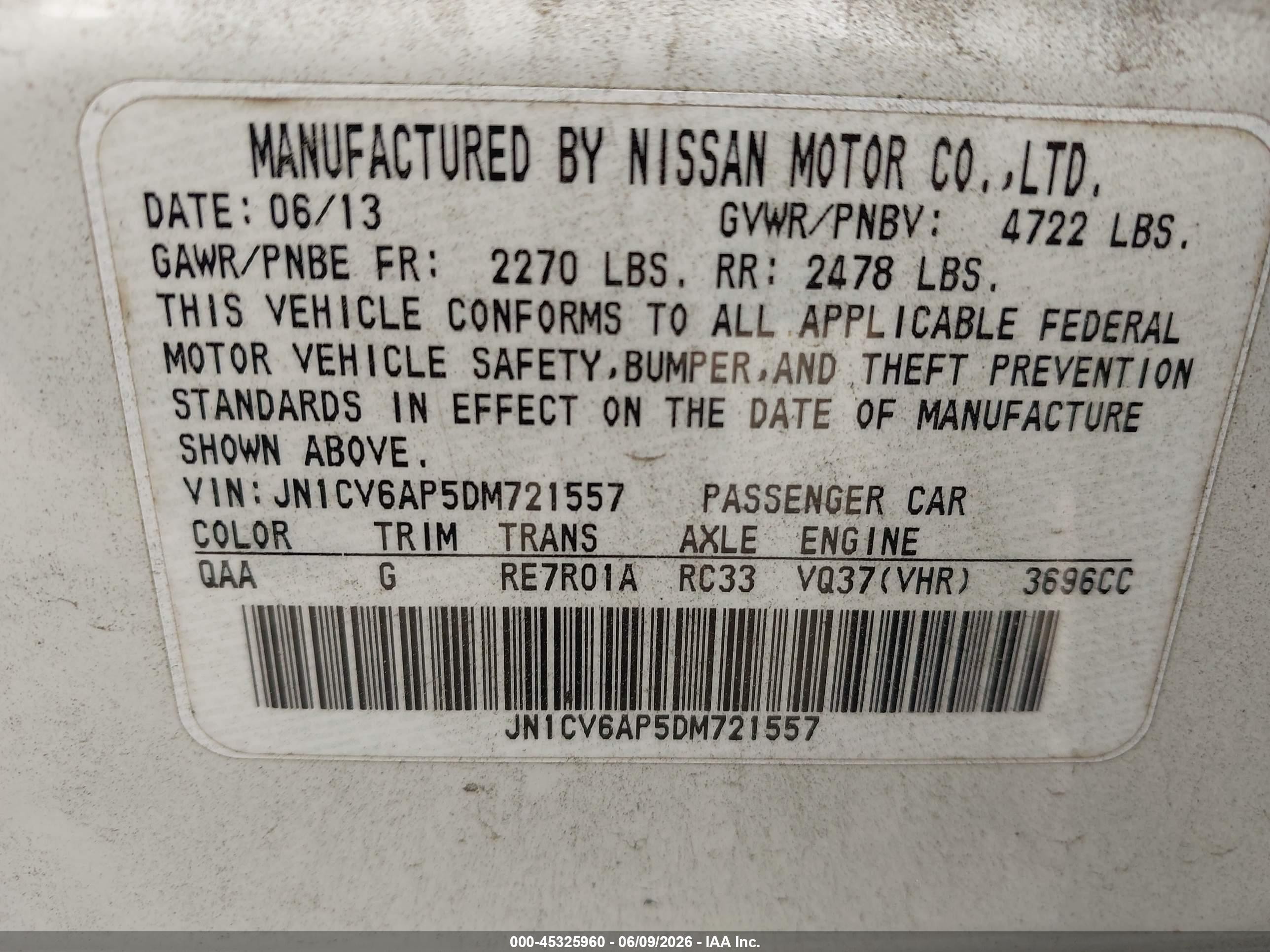 2013 Infiniti G37 Journey Белый vin: JN1CV6AP5DM721557