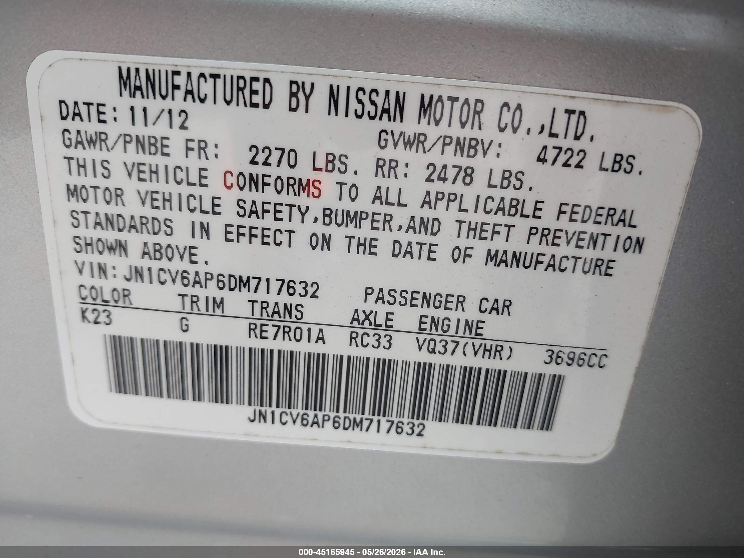 2013 Infiniti G37 Journey Серебряный vin: JN1CV6AP6DM717632